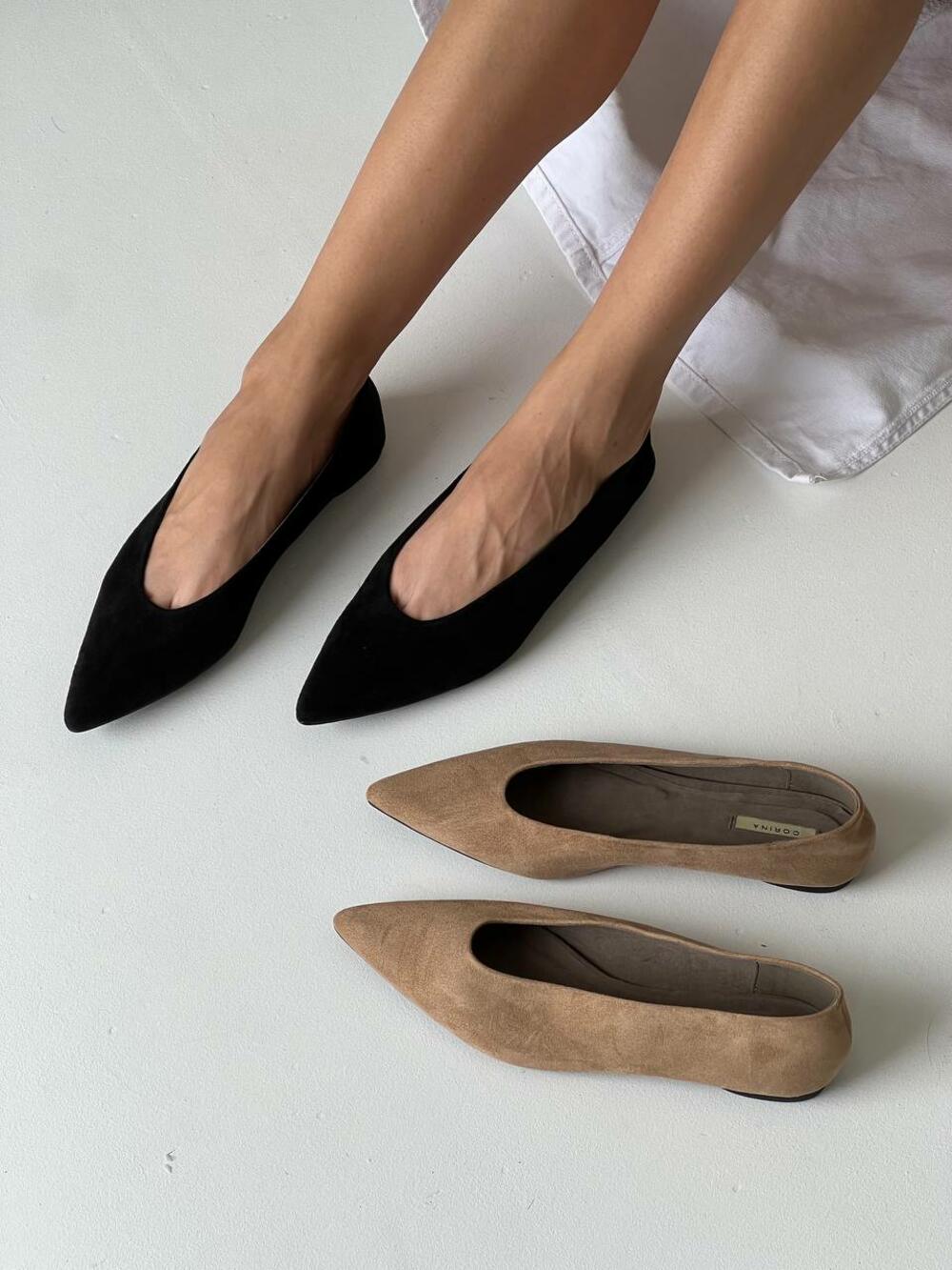 Балетки з гострим носком, М3585 чорний, 41