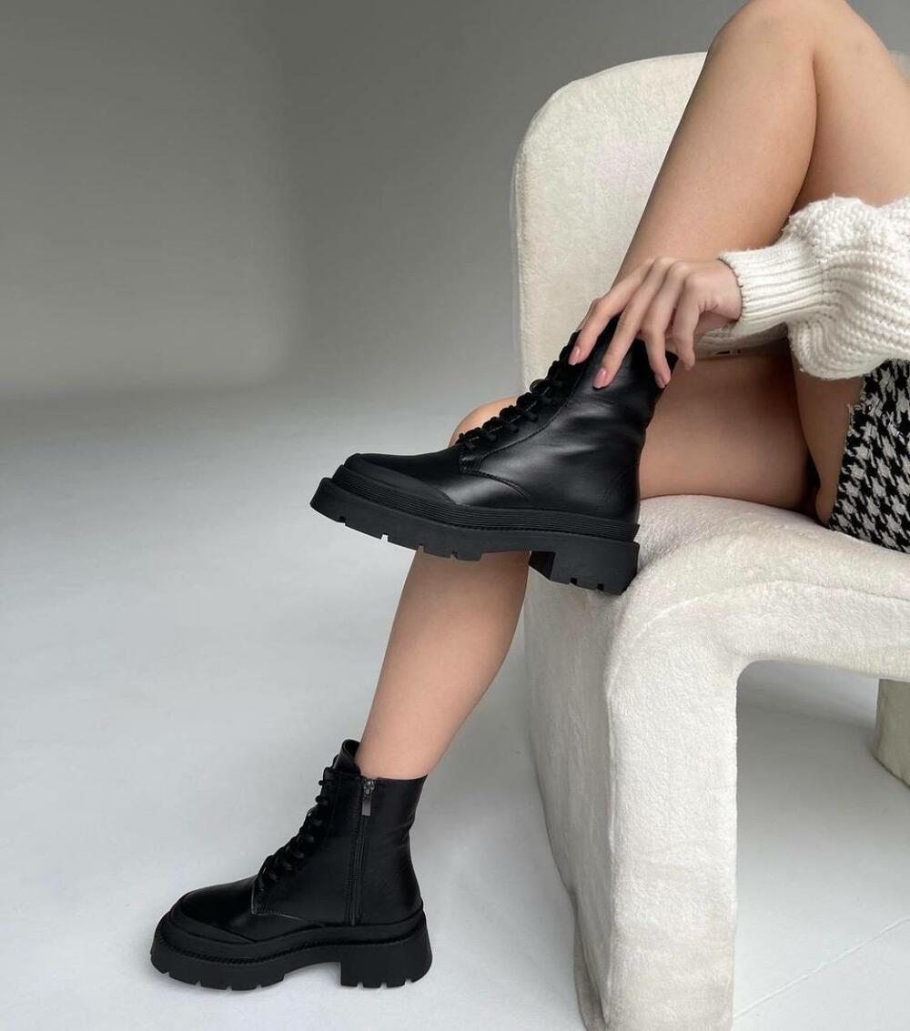 Ботінки шнурівка, матовий носок, ЗИМА, Б-4-21181 чорний, 40