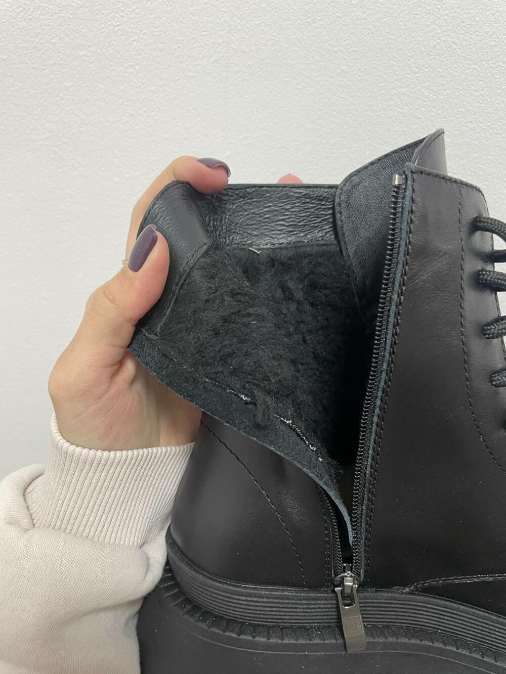 Ботінки шнурівка, матовий носок, ЗИМА, Б-4-21181 чорний, 40