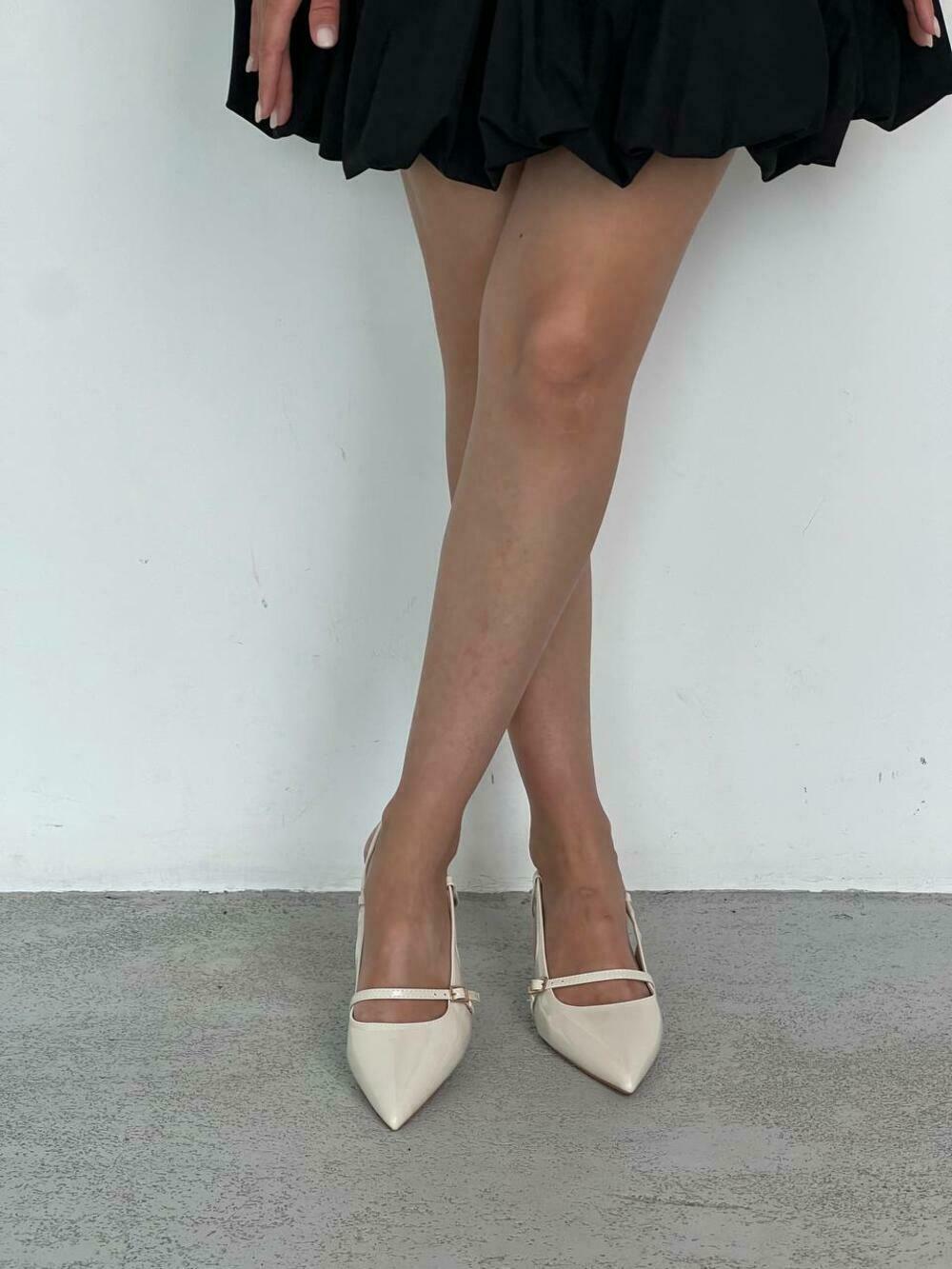 Слінгбеки лакові, 1 ремінець, молочний, G87 молочний, 38