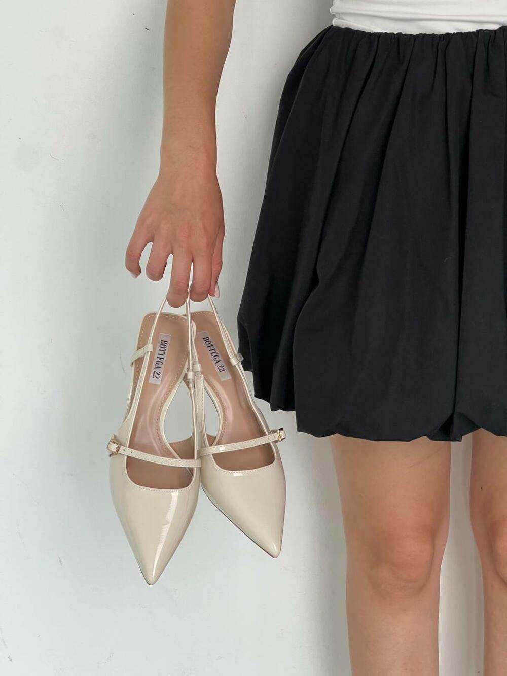 Слінгбеки лакові, 1 ремінець, молочний, G87 молочний, 38