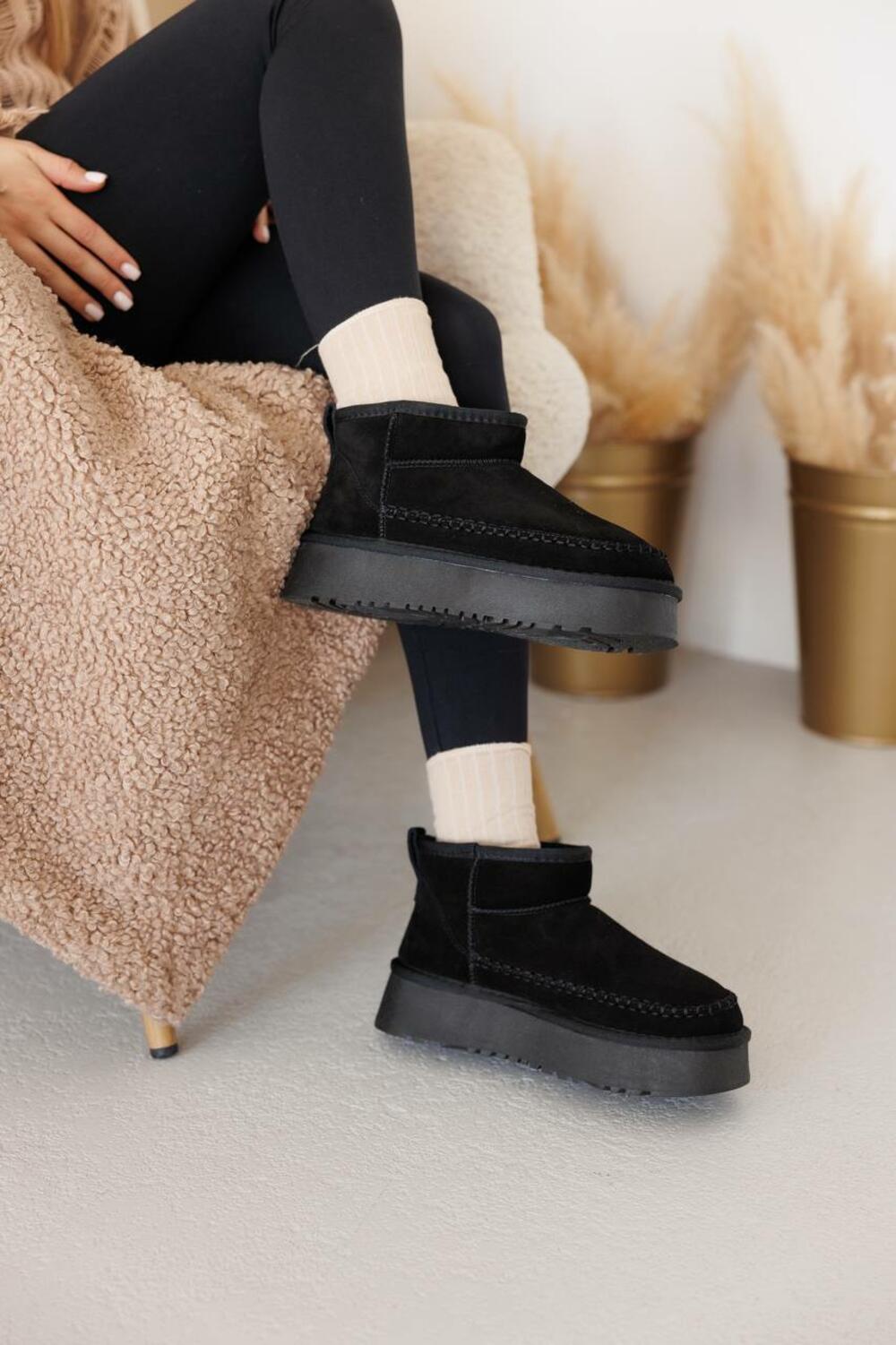 Угги mini platform з декоративним швом, 239051-28N-A чорний, 40