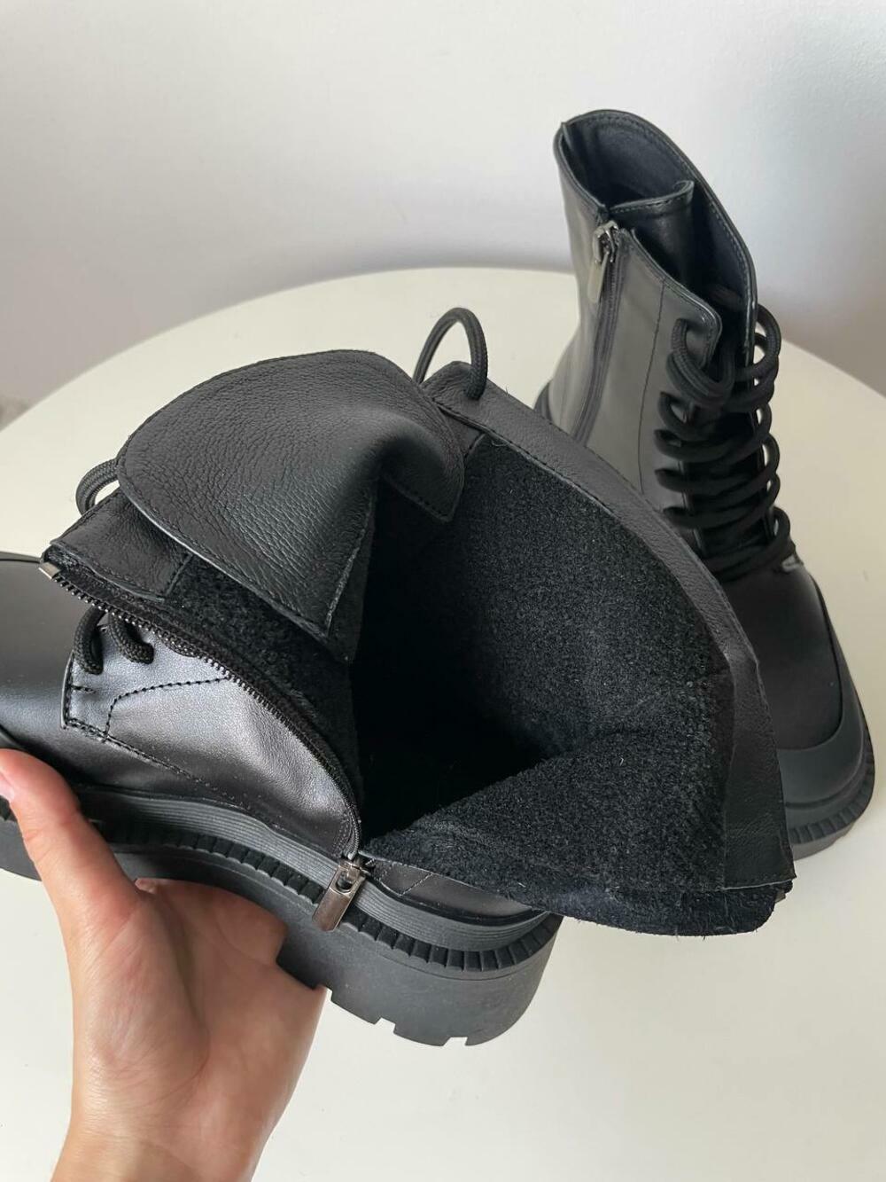 Ботінки шнурівка, матовий носок, Б-4-21181 чорний, 38