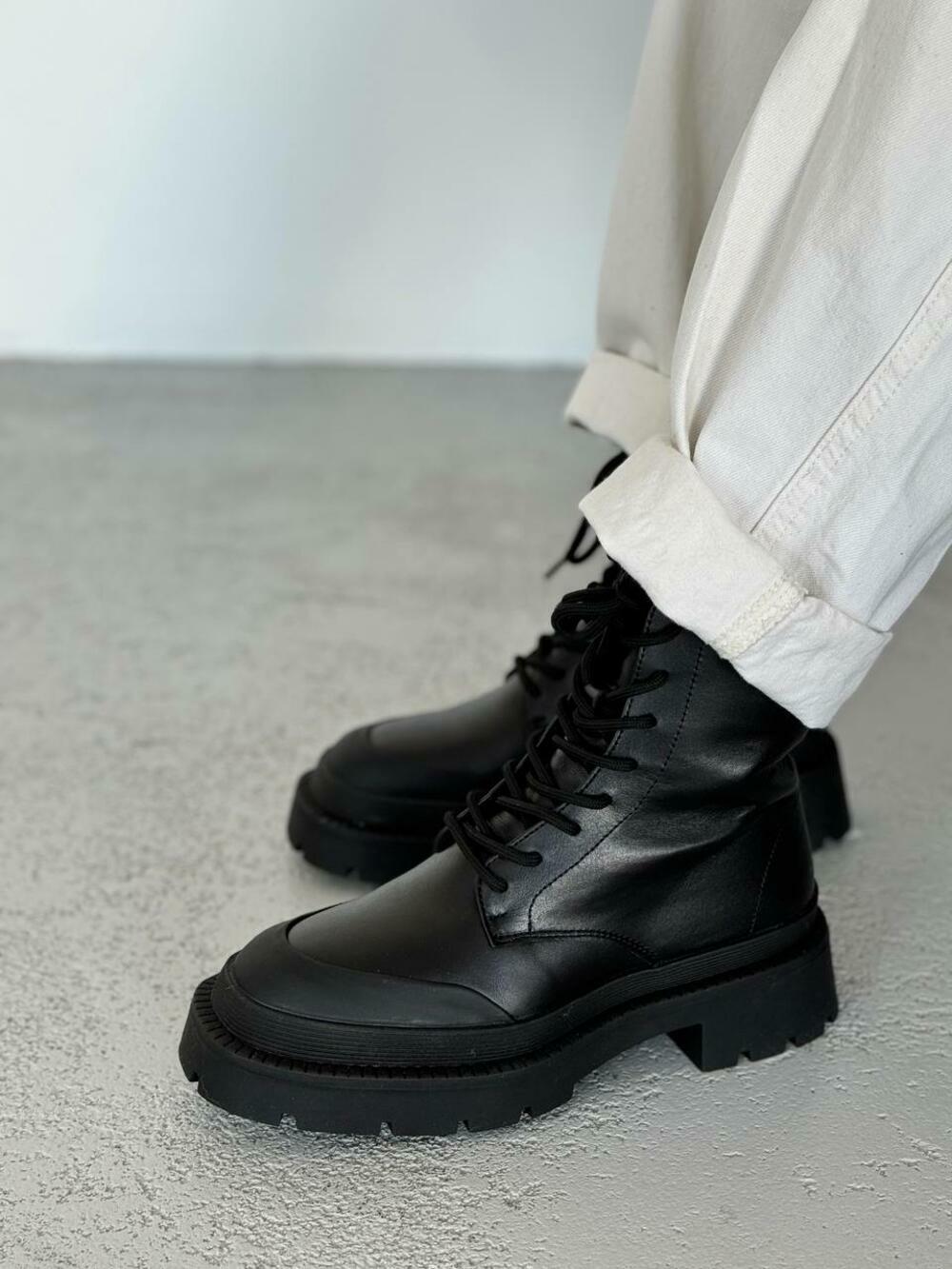 Ботінки шнурівка, матовий носок, Б-4-21181 чорний, 38