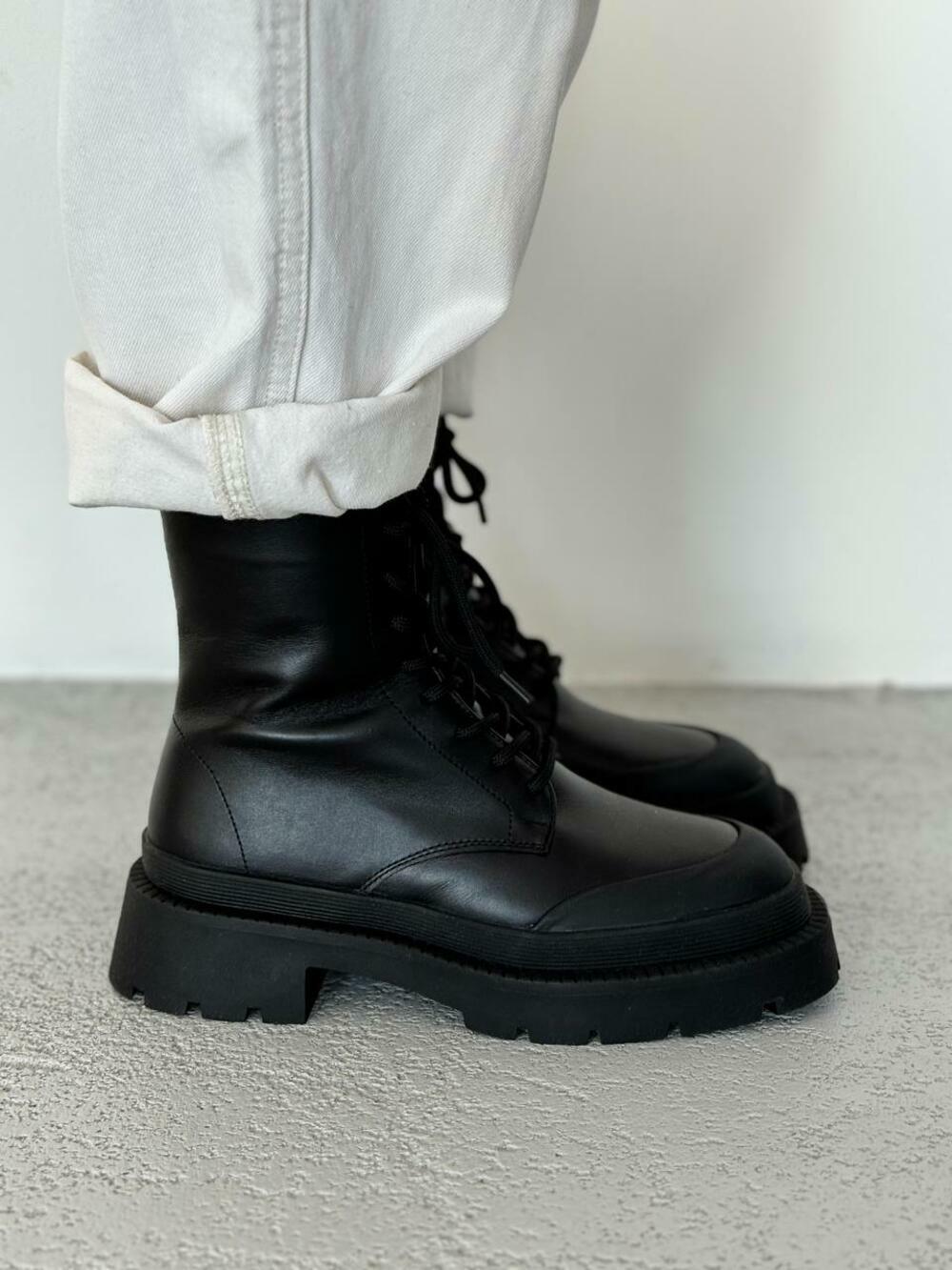 Ботінки шнурівка, матовий носок, Б-4-21181 чорний, 38