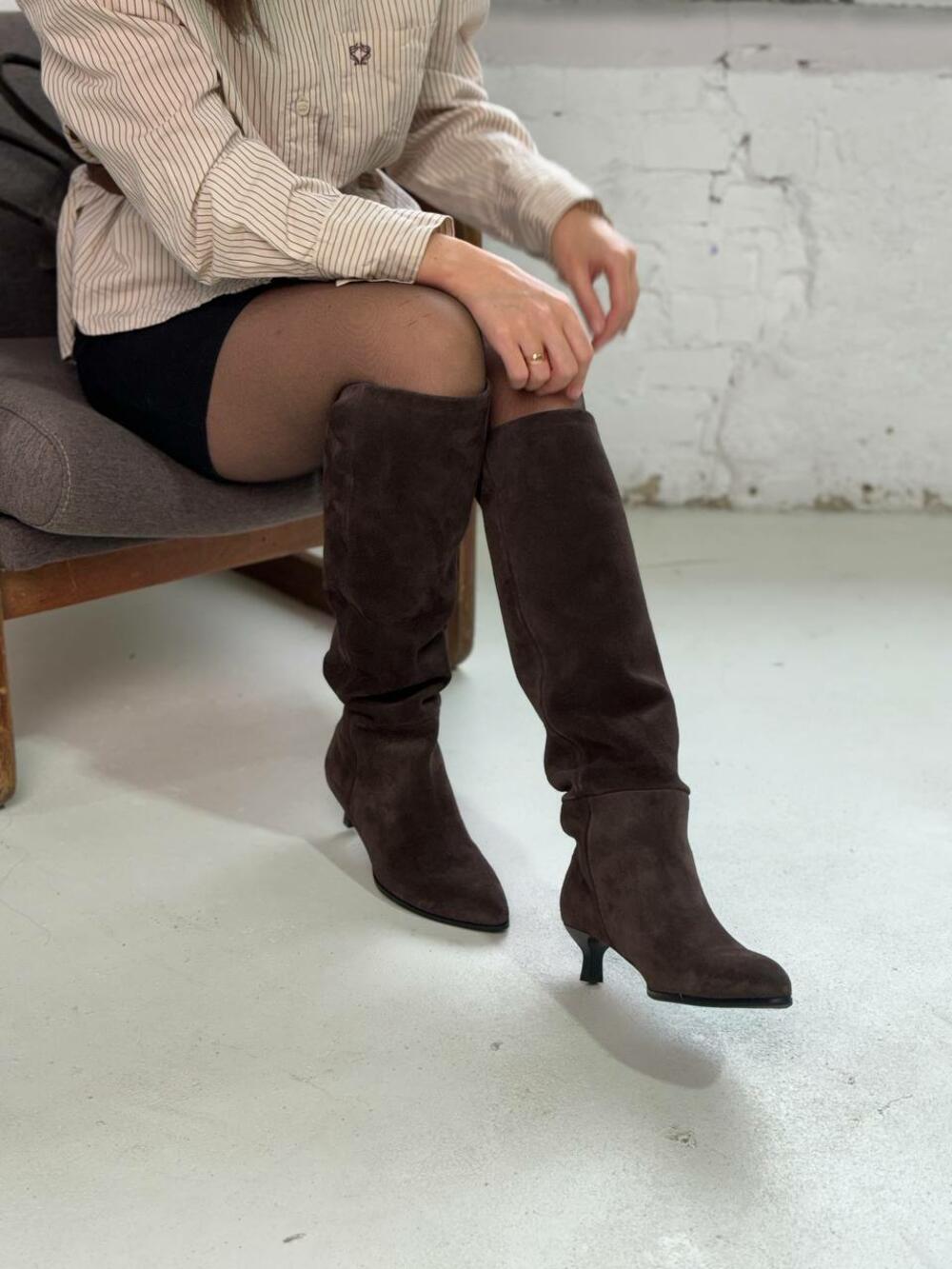 Чоботи рюмочка, замш, 2757 Шоколад, 38