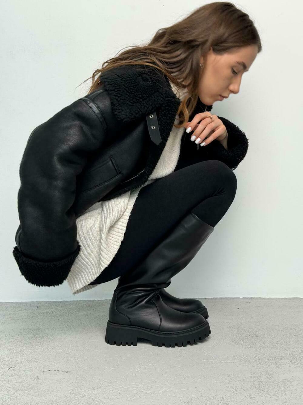 Чоботи труби класичні, ЗИМА, 21352 чорний, 38