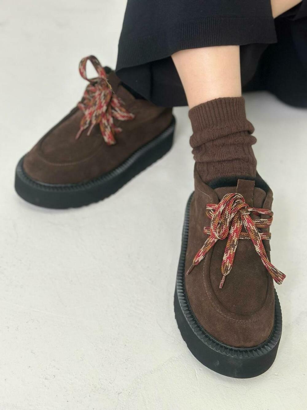 Лофери з кольоровою шнурівкою, ХУТРО, К-15-Юга Шоколад, 41