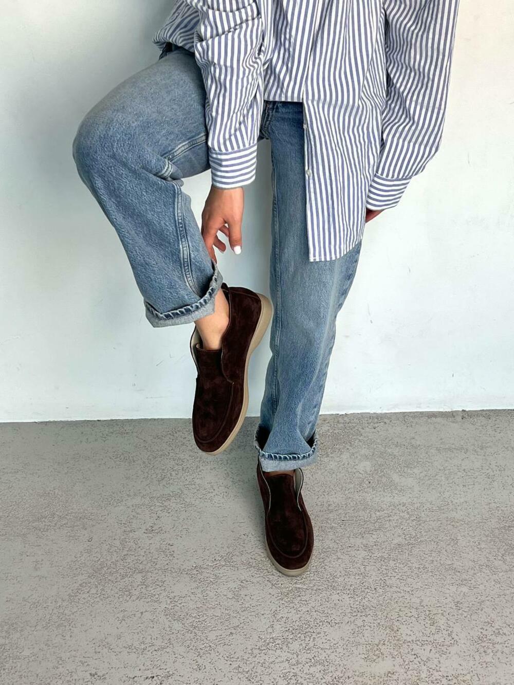 Лофери високі натуральні «Хіларі», БАЙКА, T0224 Шоколад, 39