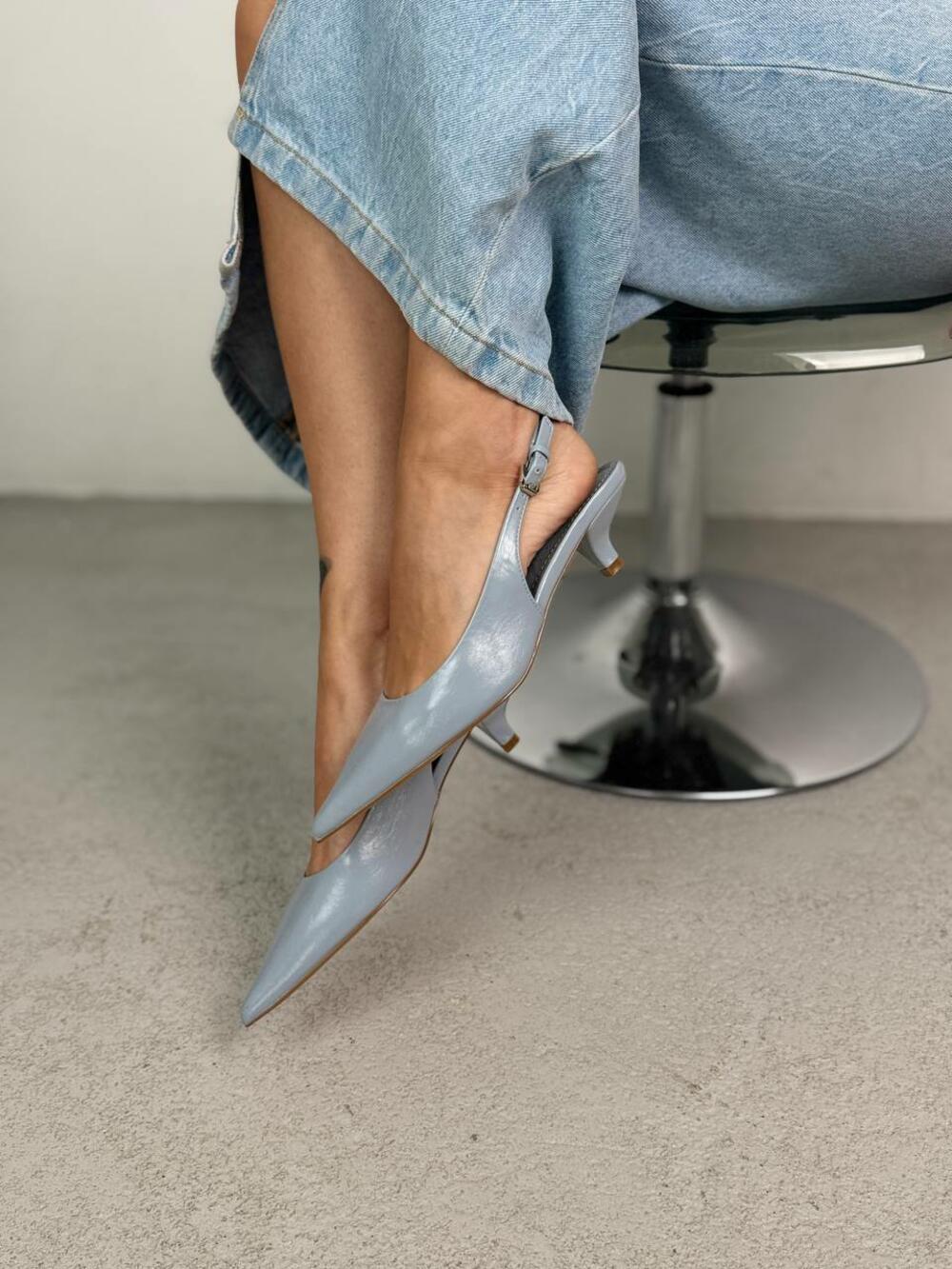 Слінгбеки класичні kitten heels, M5310 блакитний, 36