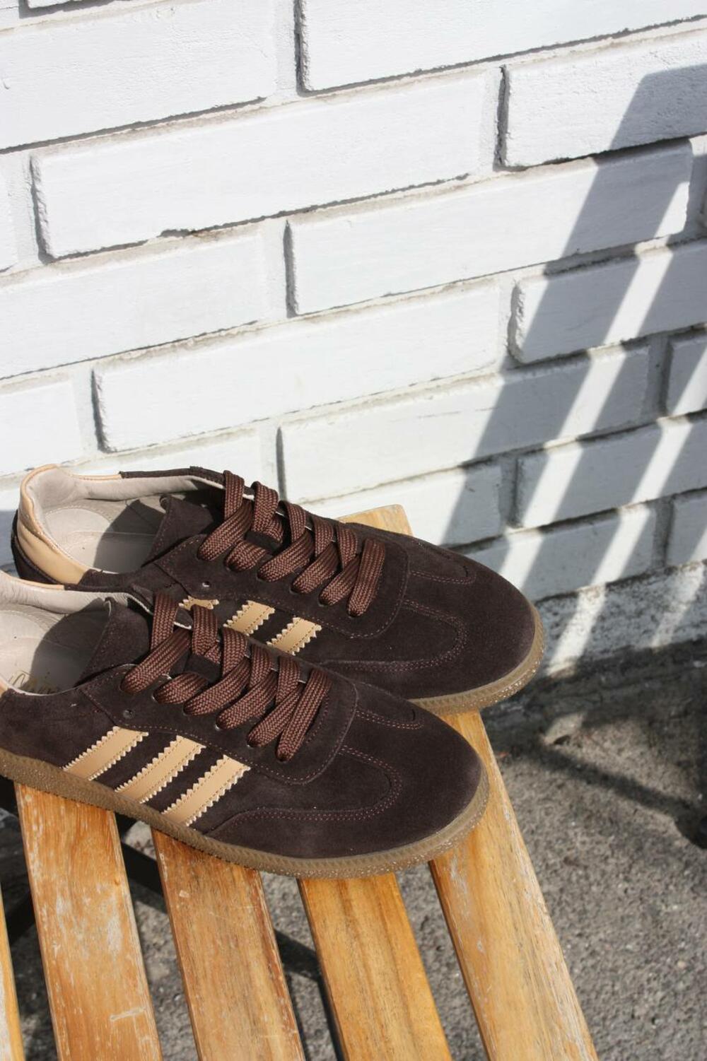 Кеди "три полоси", К0424 шоколад+беж, 39