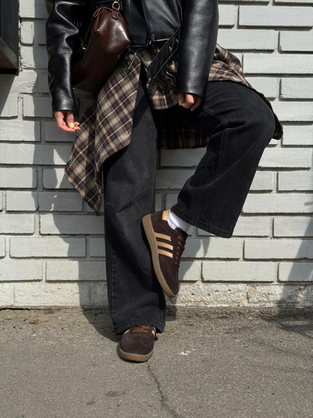 Кеди "три полоси", К0424 шоколад+беж, 39