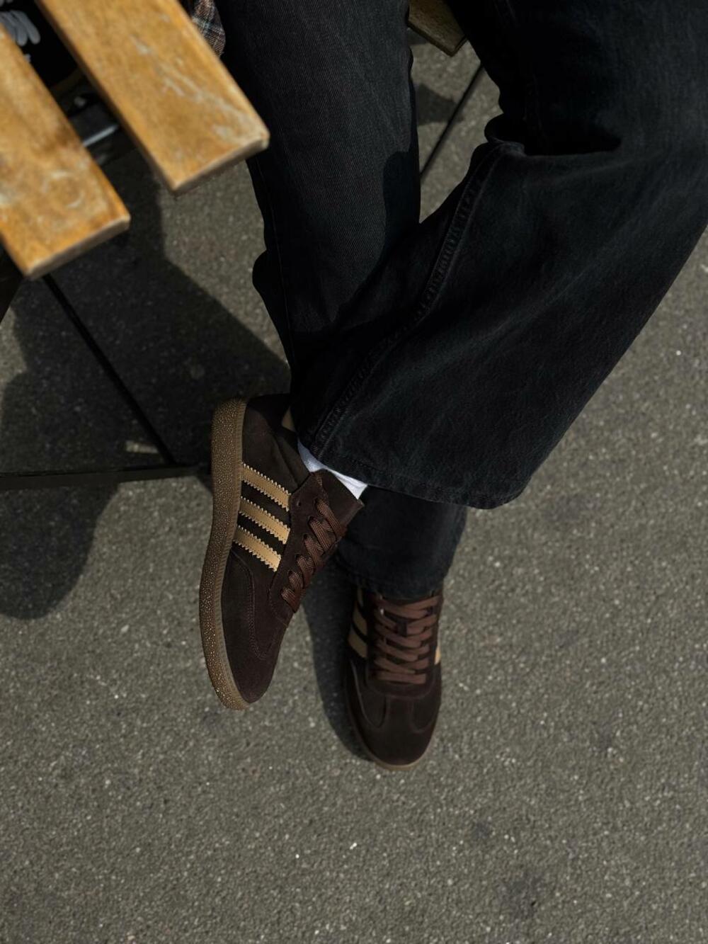 Кеди "три полоси", К0424 шоколад+беж, 39