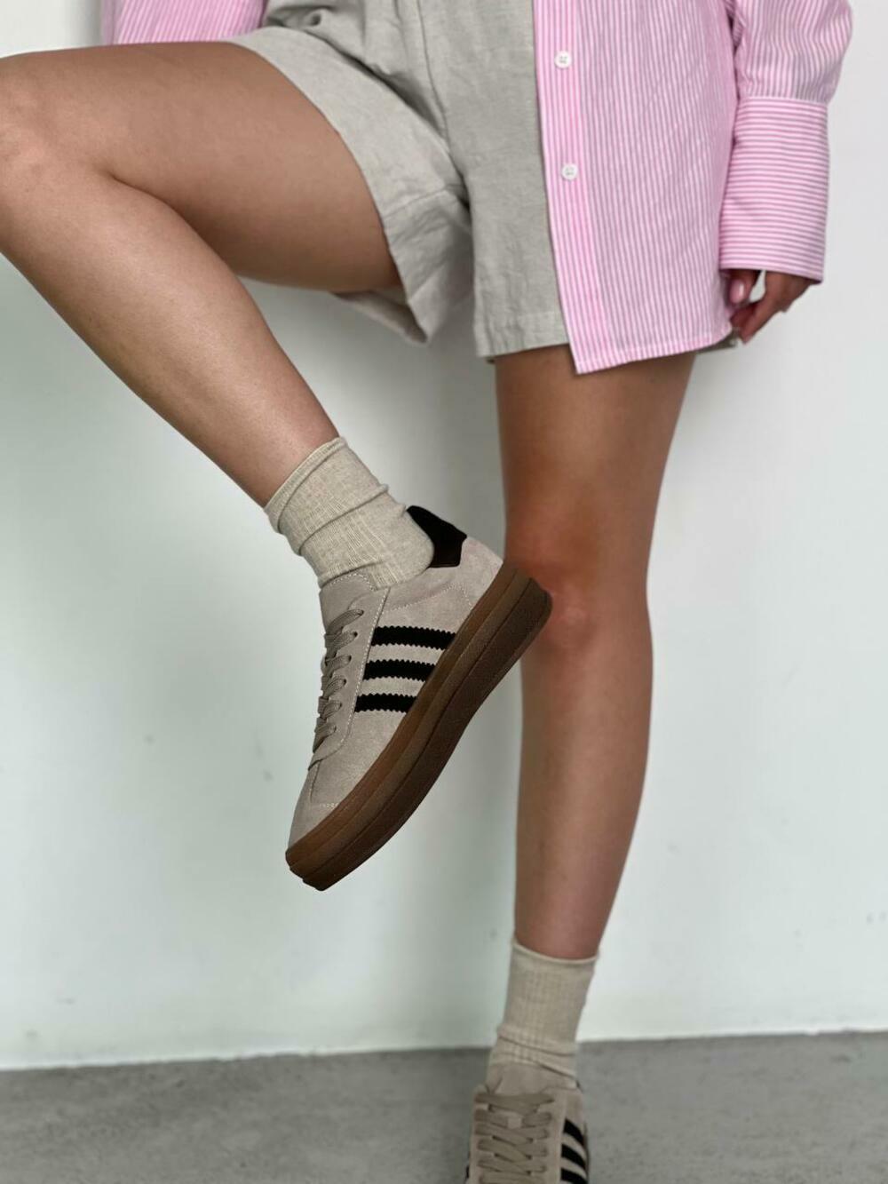 Кеди "три полоси" на високій підошві, К0524 айворі, 38