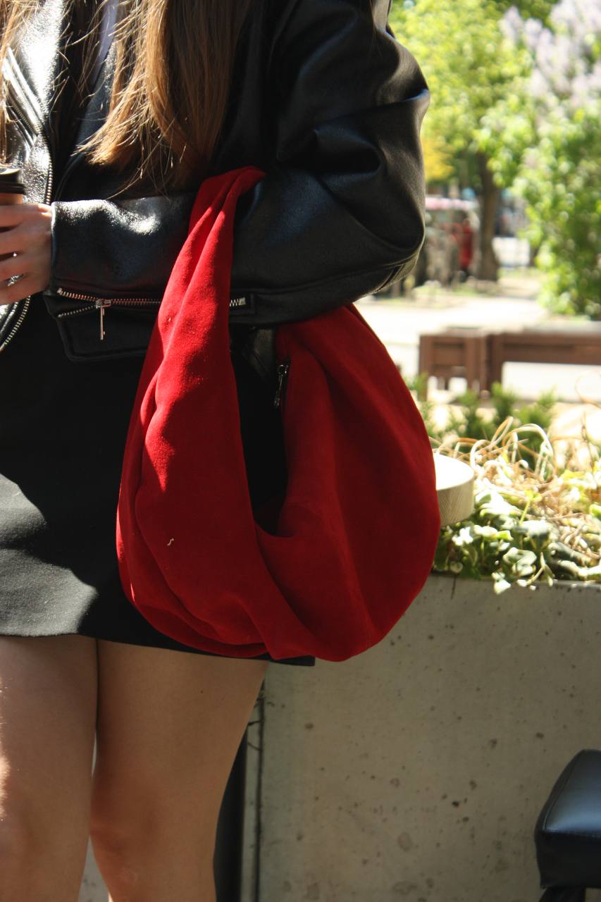 Сумка замшева, MOON, 1022 червоний