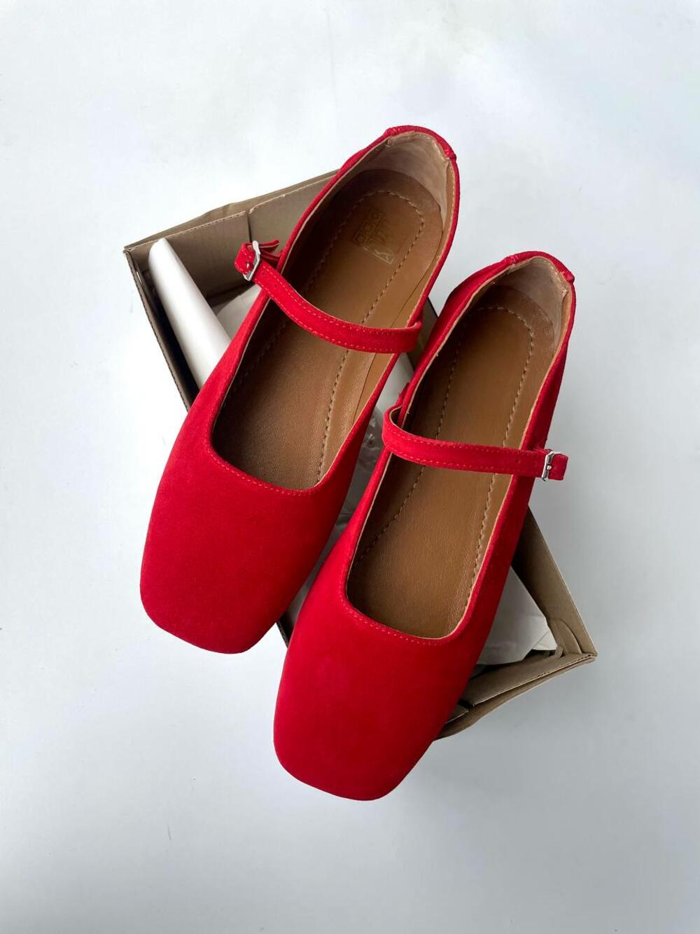 Балетки класичні, натуральні, ЗАМШ, BL 0225 червоний, 39