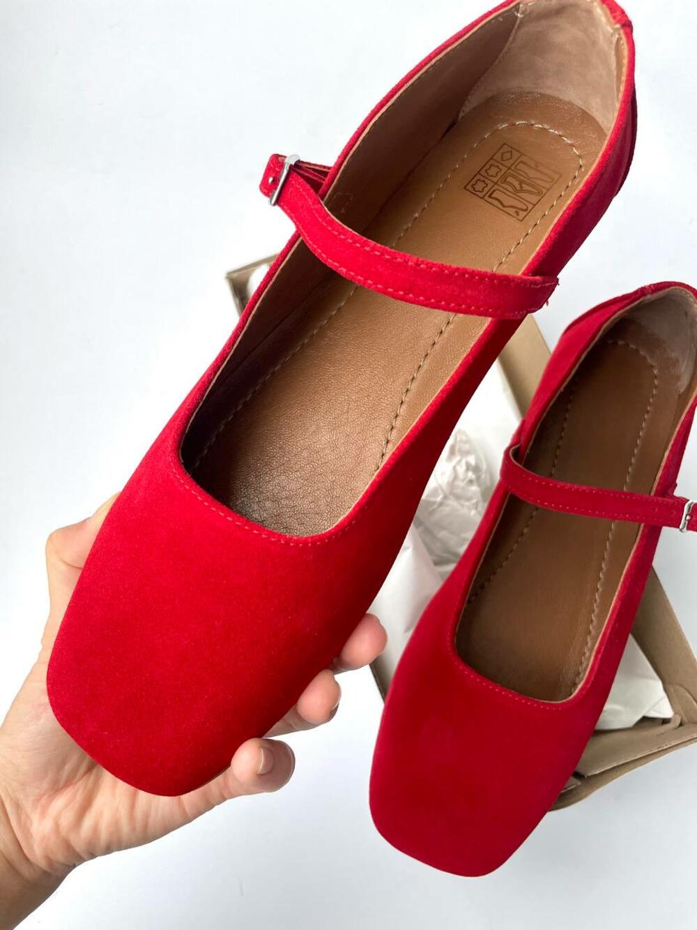Балетки класичні, натуральні, ЗАМШ, BL 0225 червоний, 39