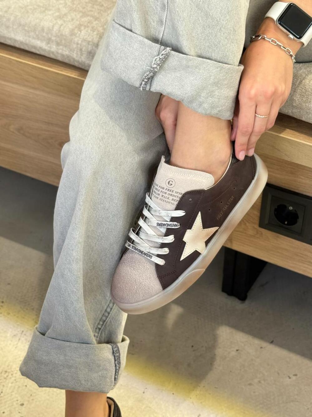 Кеди Зірка з потертостями, 2503.77215217.206 коричневий, 36