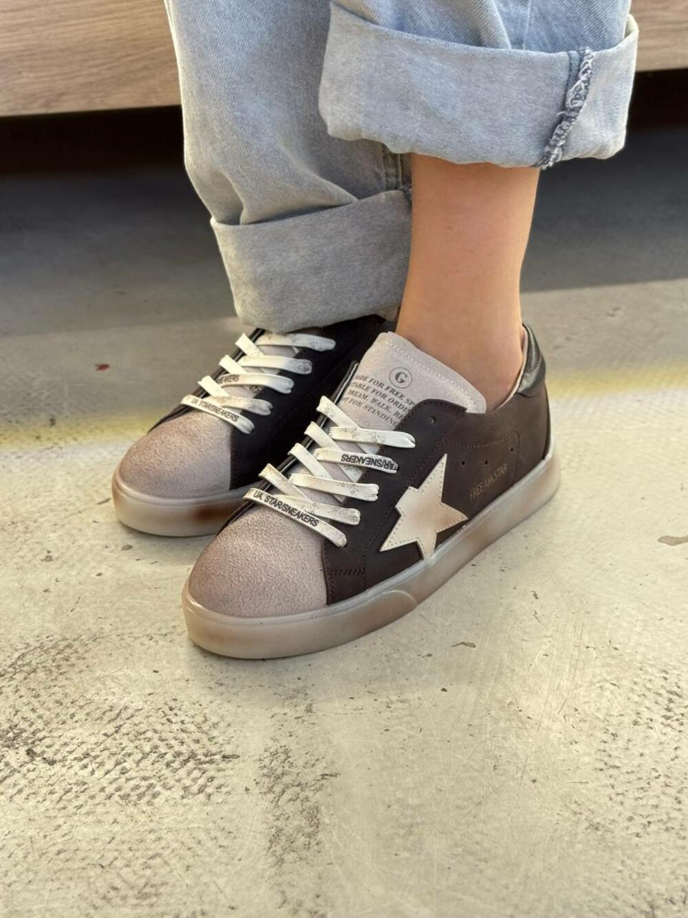 Кеди Зірка з потертостями, 2503.77215217.206 коричневий, 36