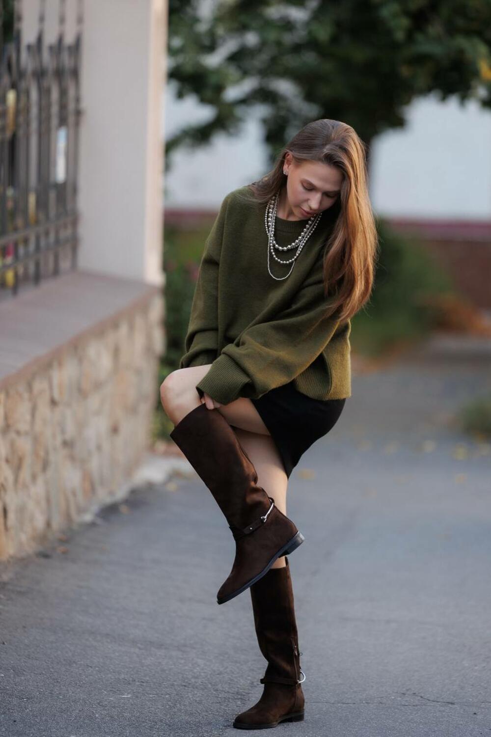 Жокейські чоботи з зйомним аксесуаром, M5830 Шоколад, 41