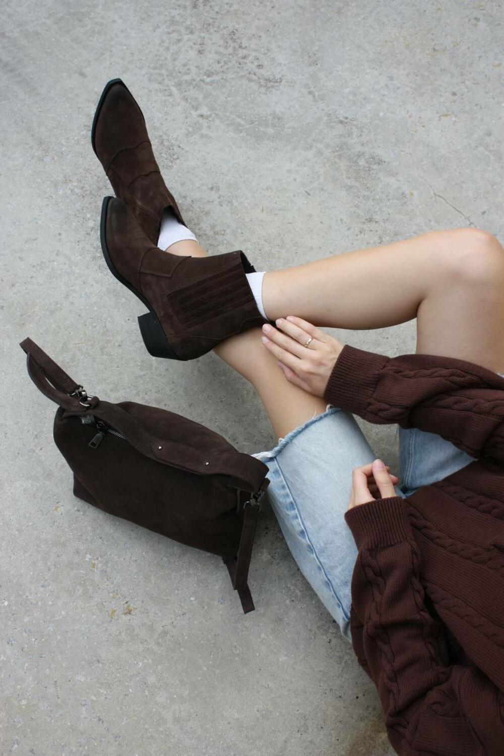 Ковбойки натуральні низькі, К-4-10104 Шоколад, 40