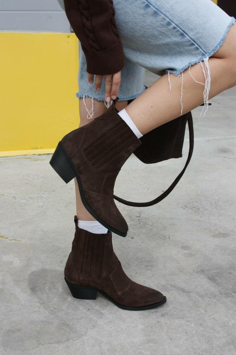 Ковбойки натуральні низькі, К-4-10104 Шоколад, 40