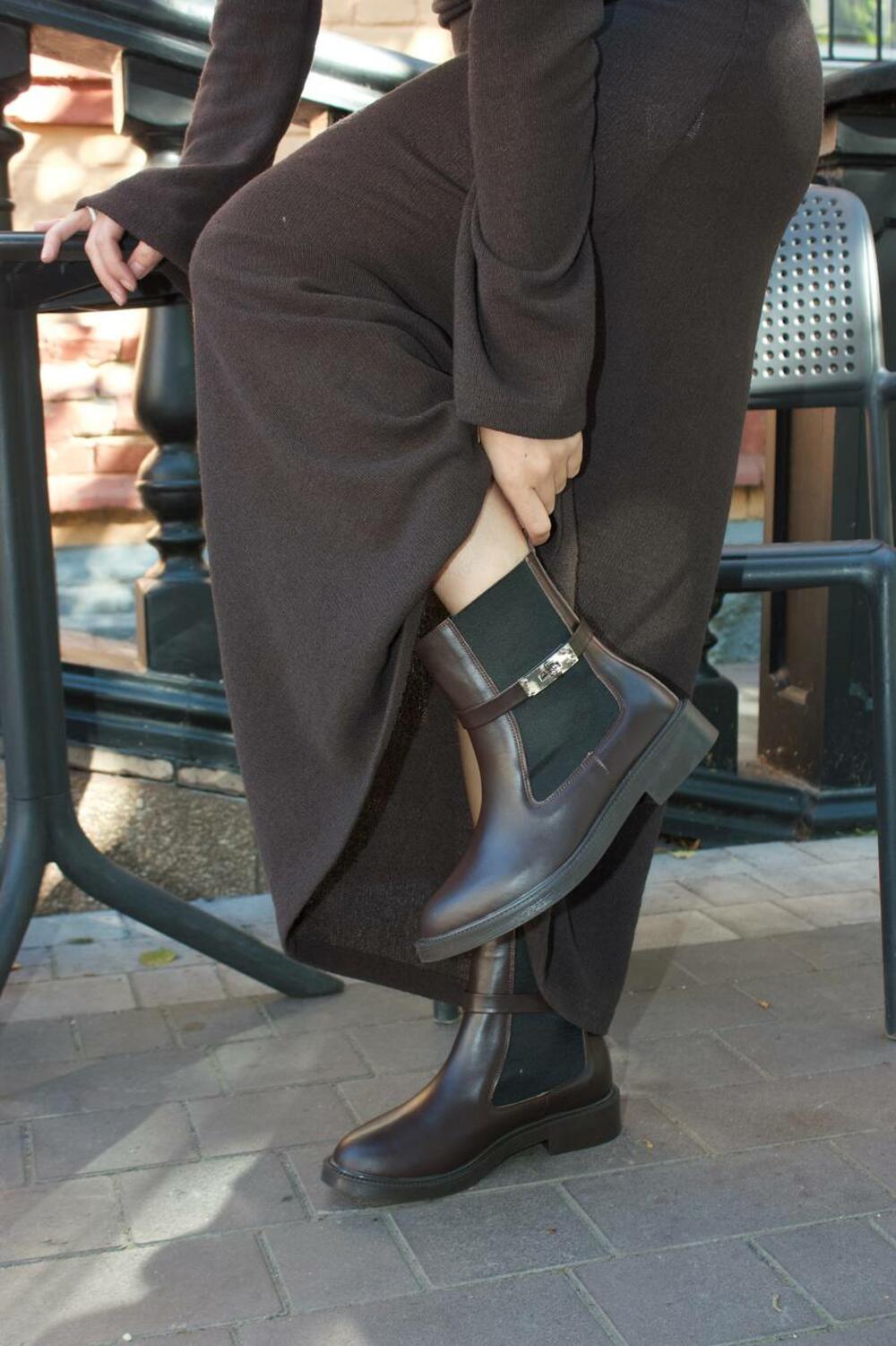 Челсі з подвійними резинками та зйомним ремінцем, В0925 коричневий, 41