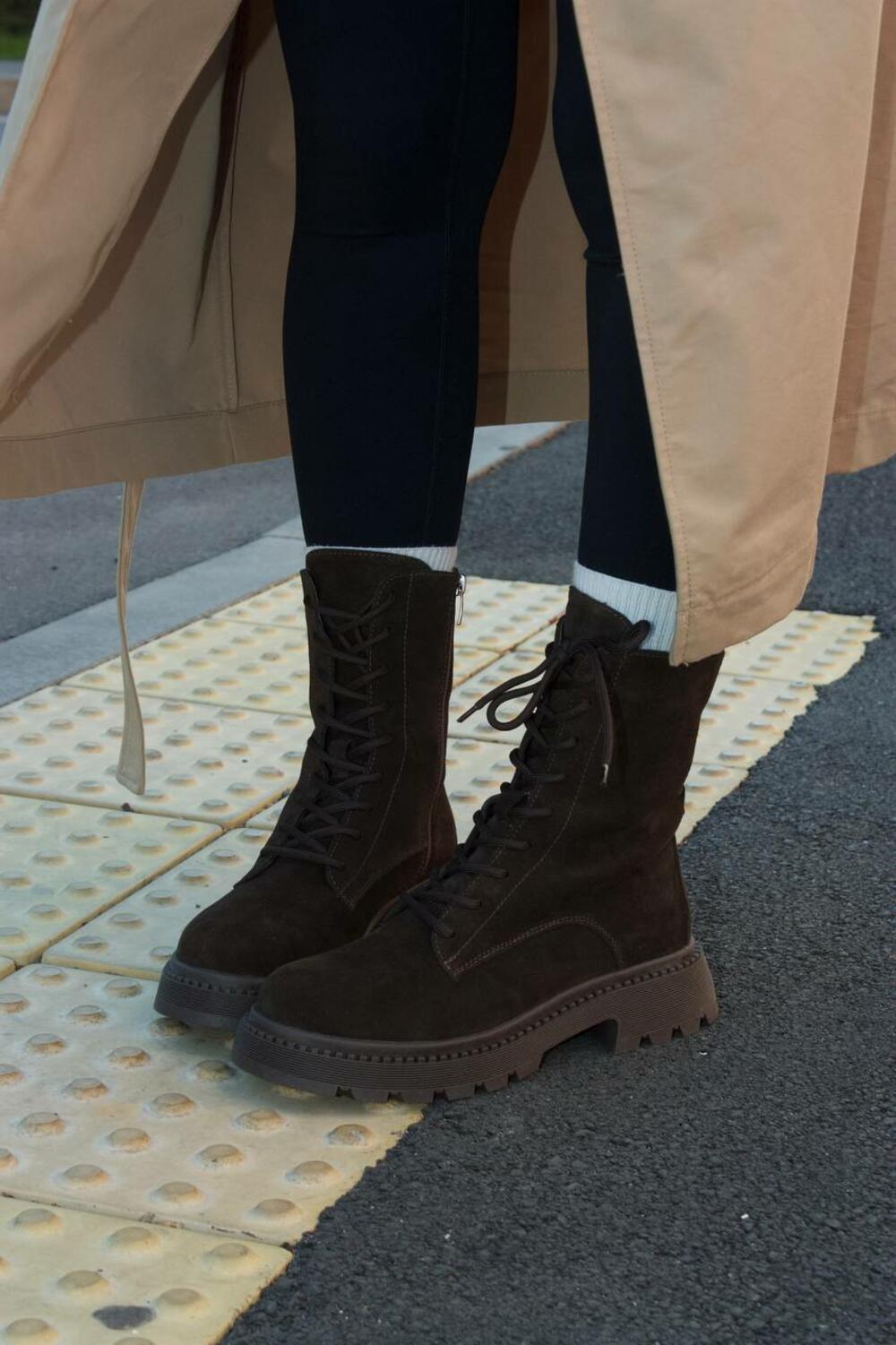 Черевики Поліна зі шнурівкою, 2525 Шоколад, 41