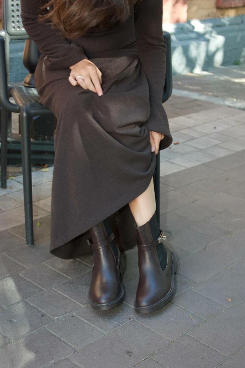 Челсі з подвійними резинками та зйомним ремінцем, В0925 коричневий, 41