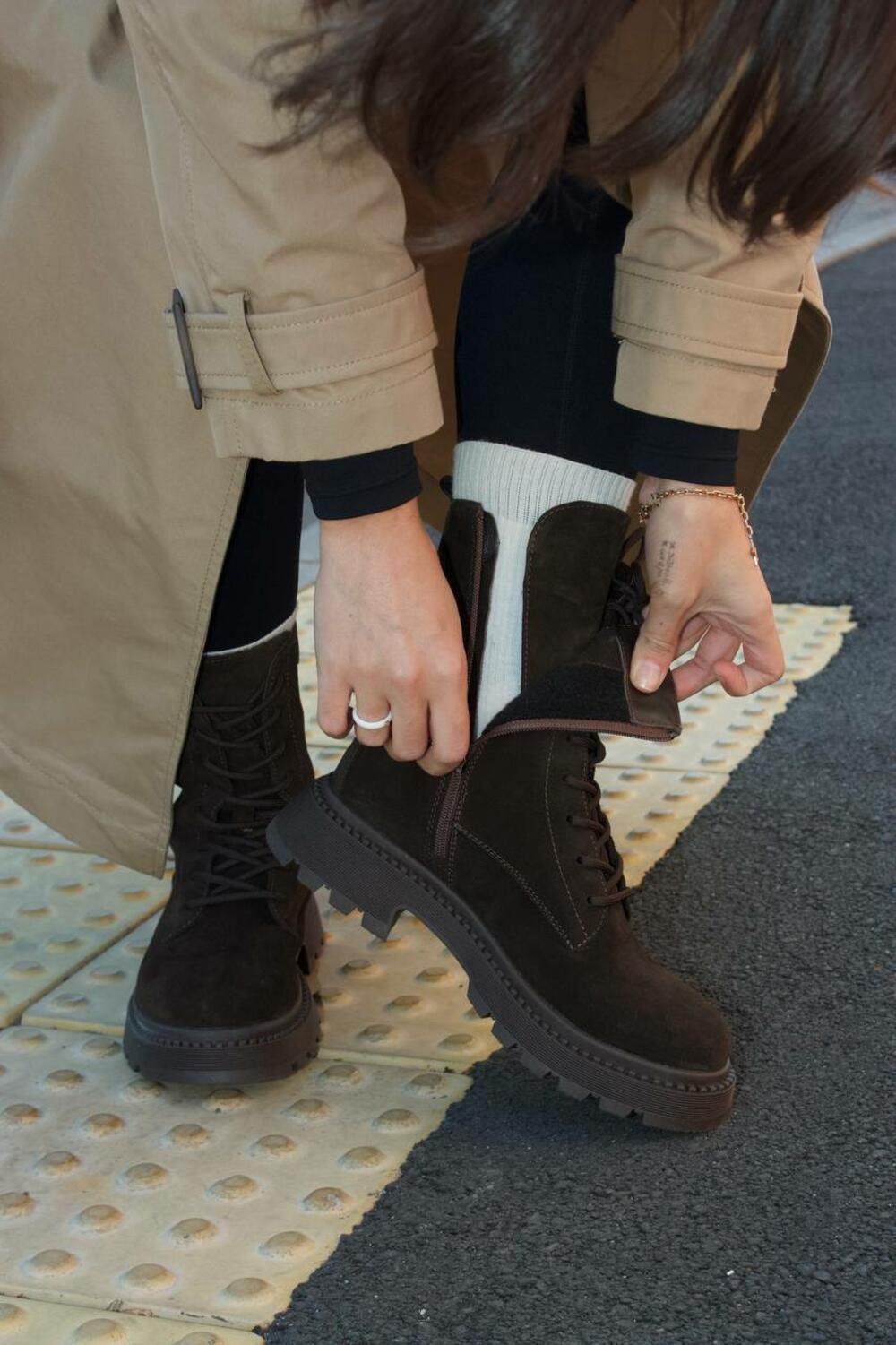 Черевики Поліна зі шнурівкою, 2525 Шоколад, 41