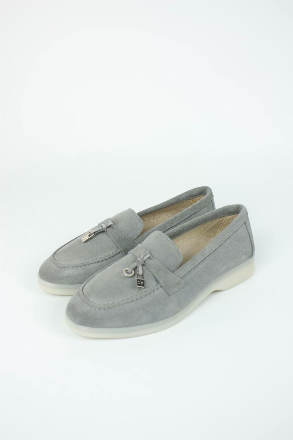 Лофери натуральні "loro piana", К0124-1 сірий, 41