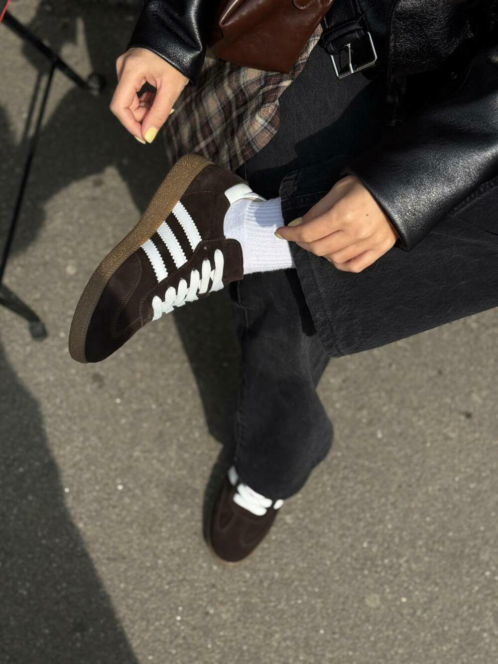 Кеди "три полоси", К0424 шоколад+білий, 37