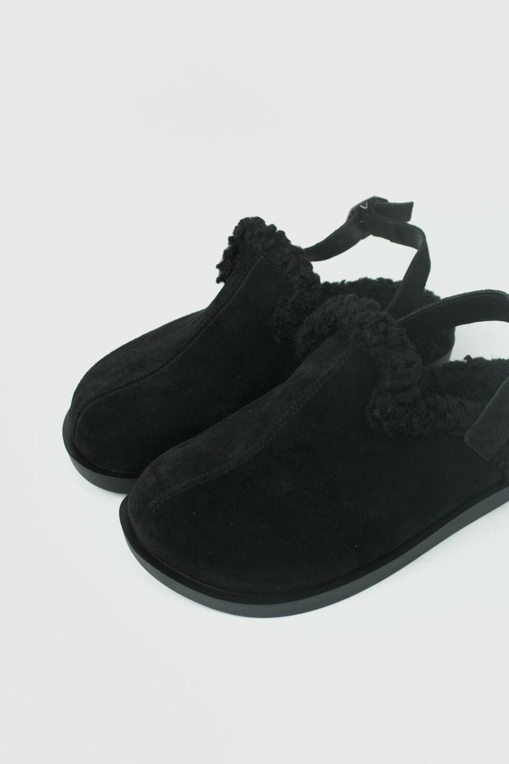 Клоги натуральні з хутром, 246 чорний, 41