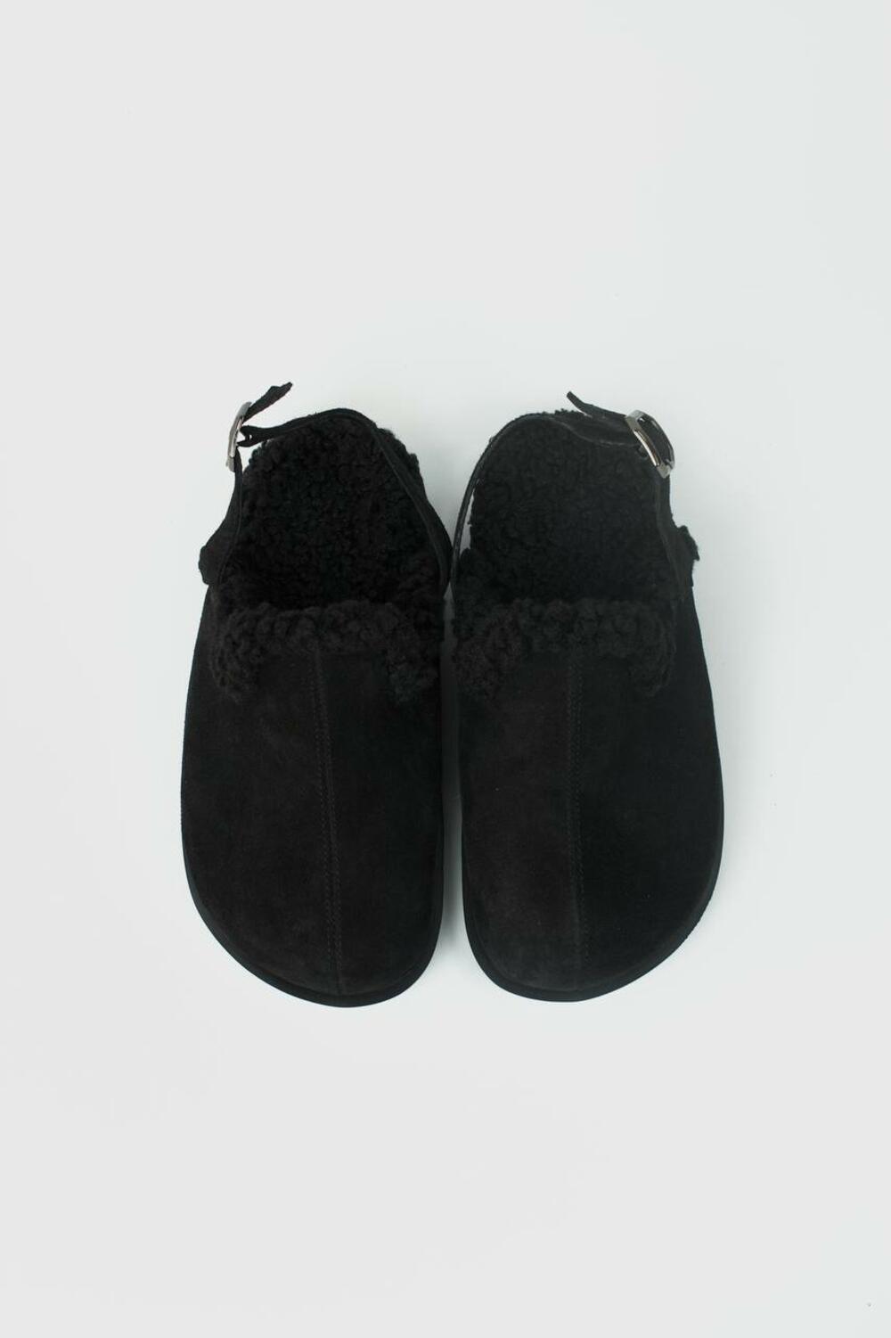 Клоги натуральні з хутром, 246 чорний, 41