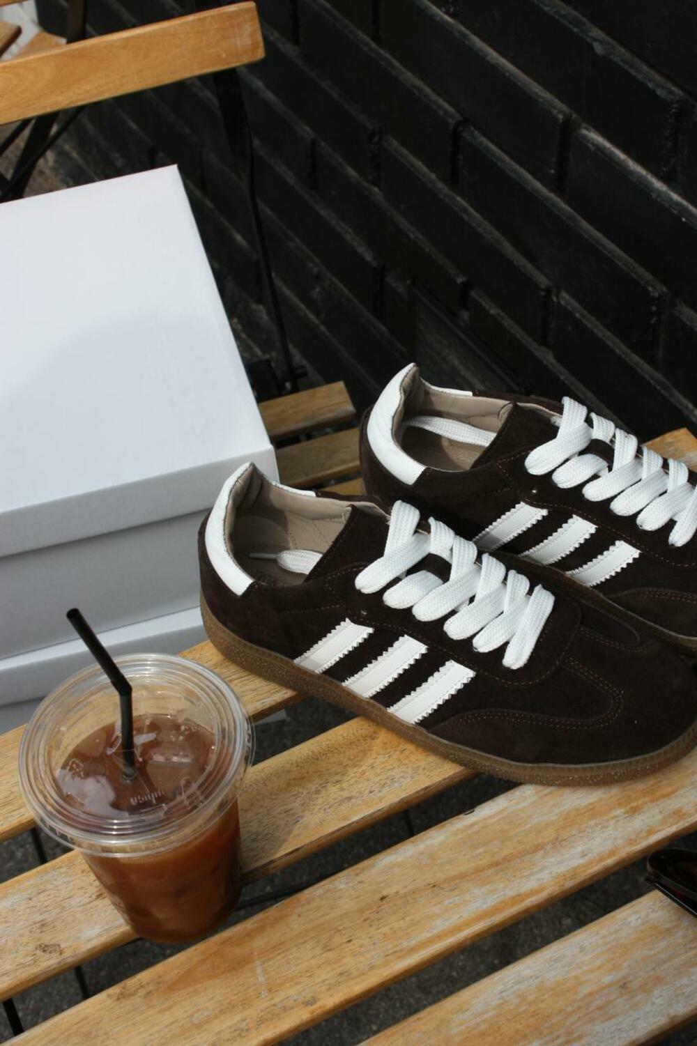 Кеди "три полоси", К0424 шоколад+білий, 37