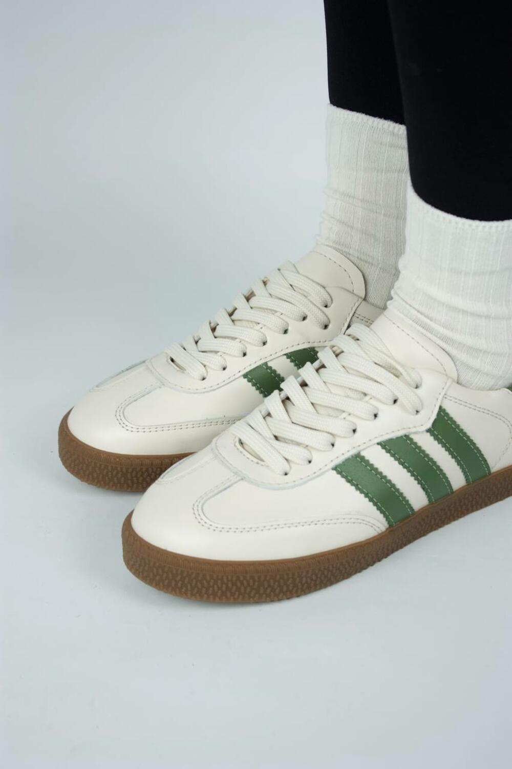 Кеди "три полоси", ШКІРА, Т-1-21413 лотос+зелений, 39