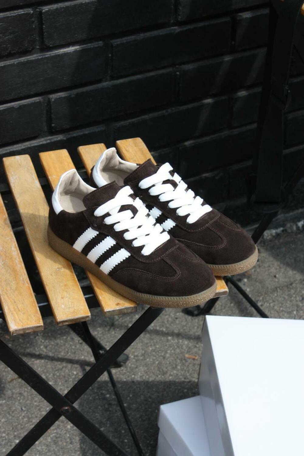 Кеди "три полоси", К0424 шоколад+білий, 37