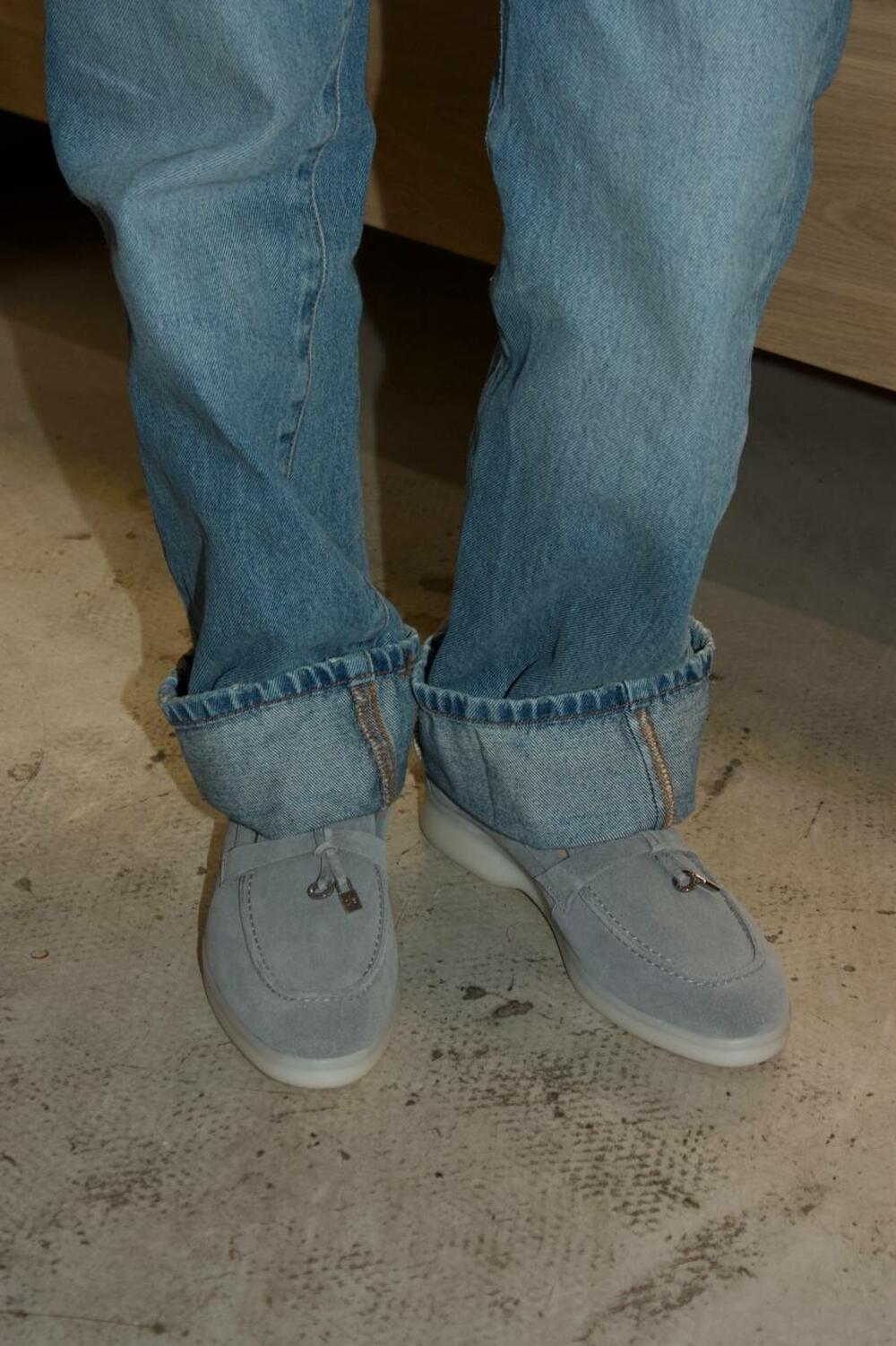 Лофери натуральні "loro piana", К0124-1 сірий, 41