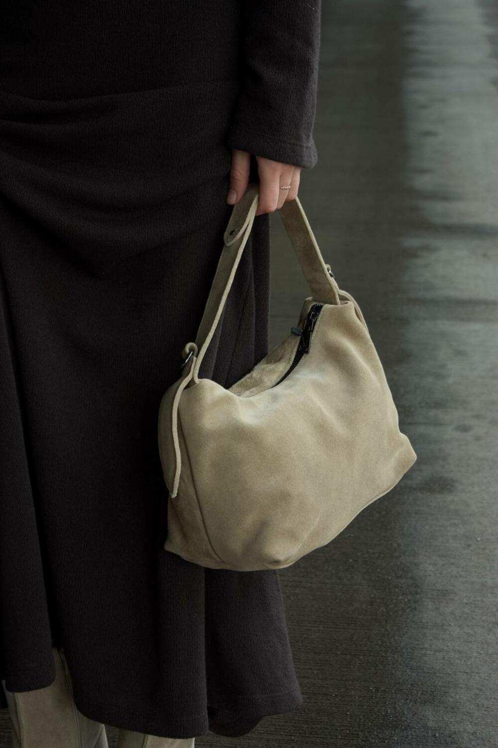 Сумка замшева, медіа, 1005 світлий пісок