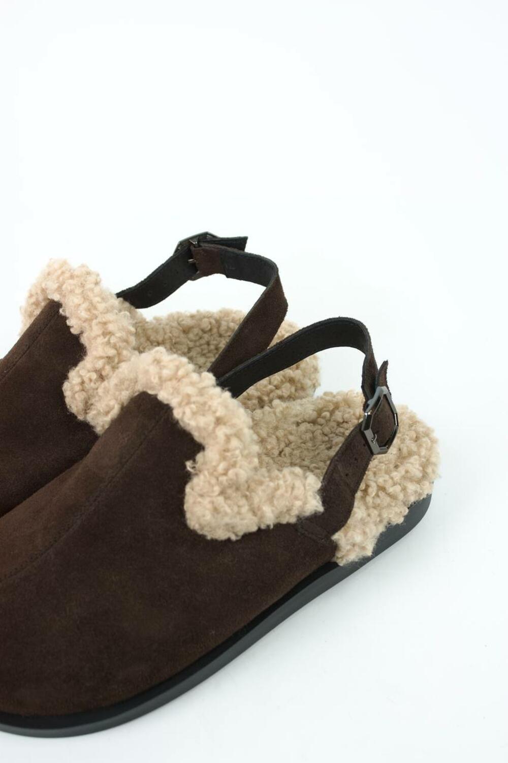 Клоги натуральні з хутром, 246 Шоколад, 40