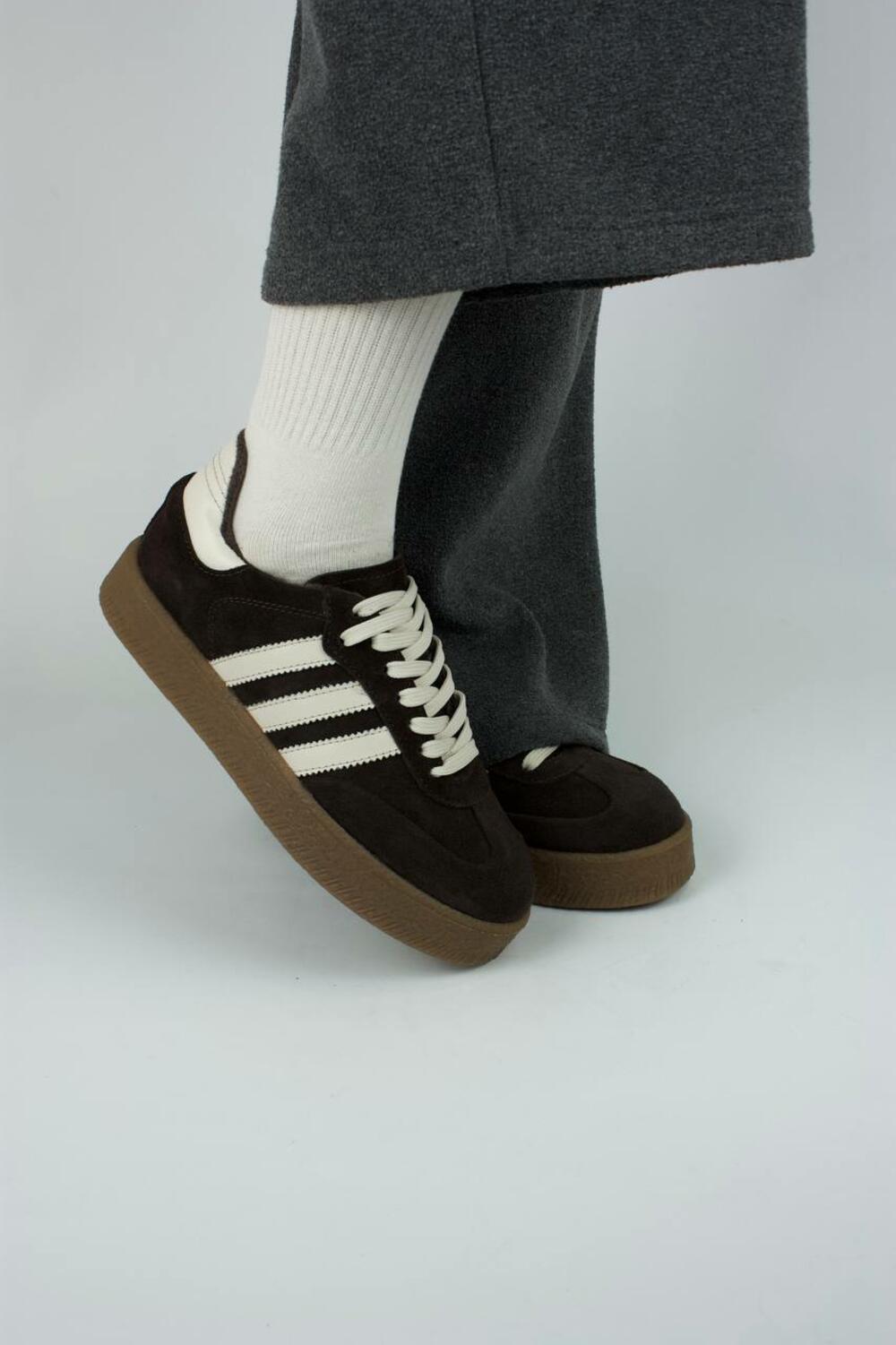 Кеди "три полоси" на підвищеній підошві, МЕТИС, Т-5/1-21413 Шоколад, 40