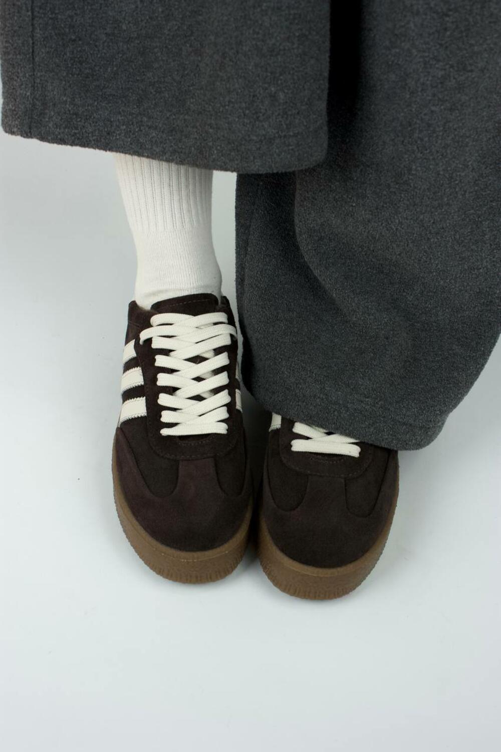 Кеди "три полоси" на підвищеній підошві, МЕТИС, Т-5/1-21413 Шоколад, 40