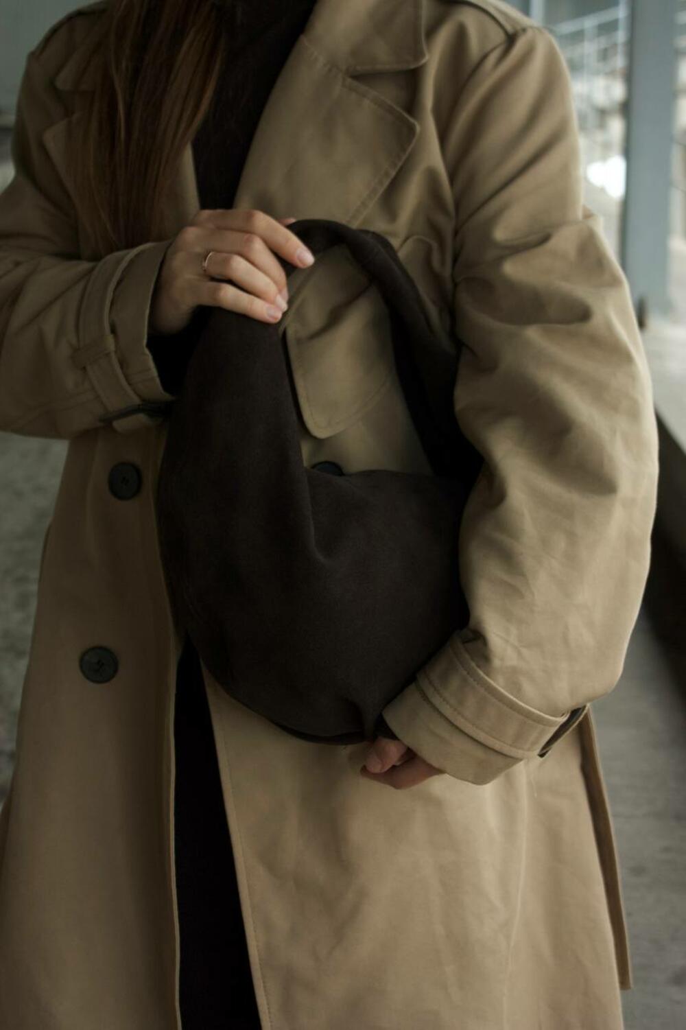 Сумка замшева, MOON, 1022 Шоколад