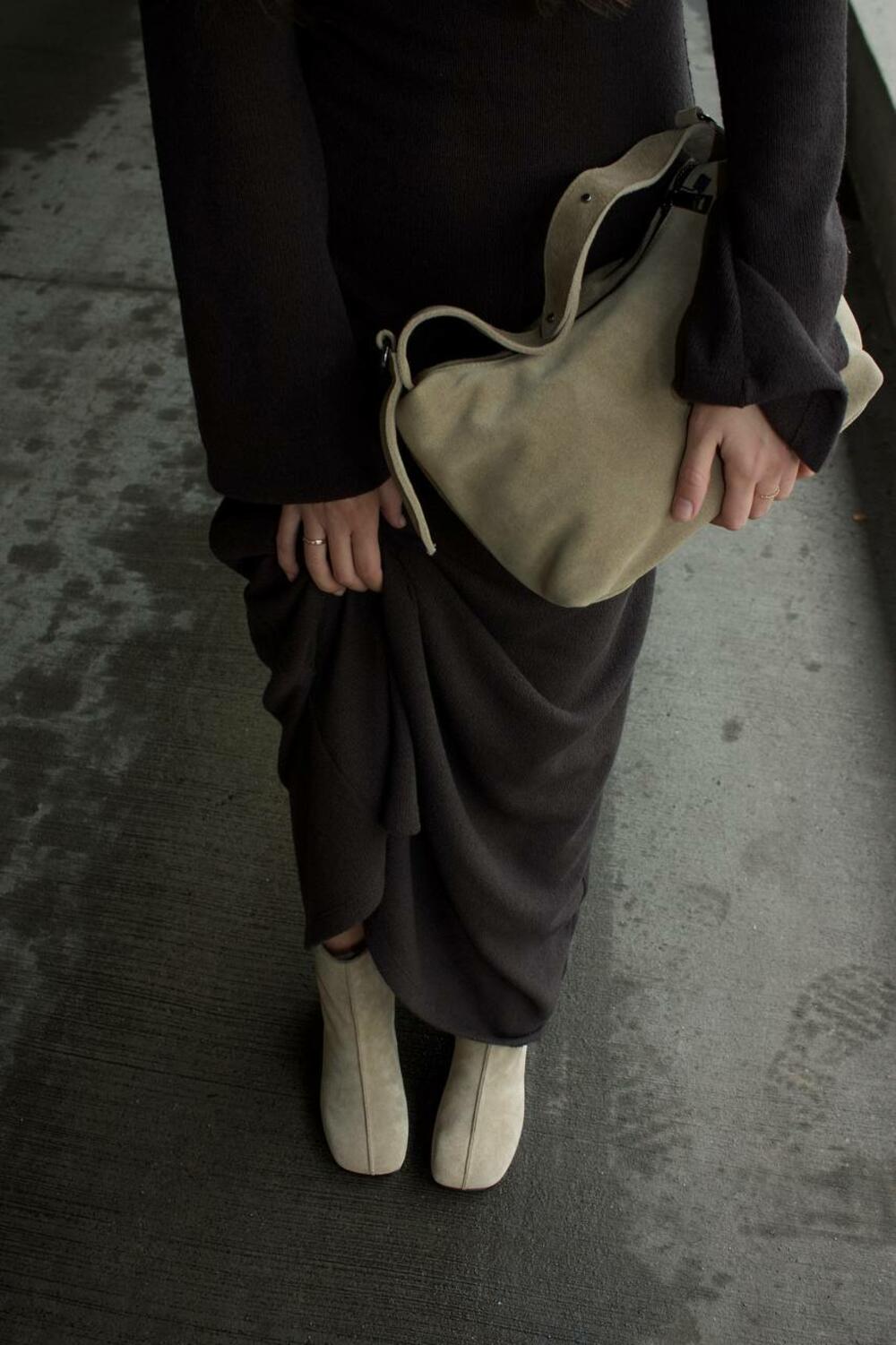 Сумка замшева, медіа, 1005 світлий пісок