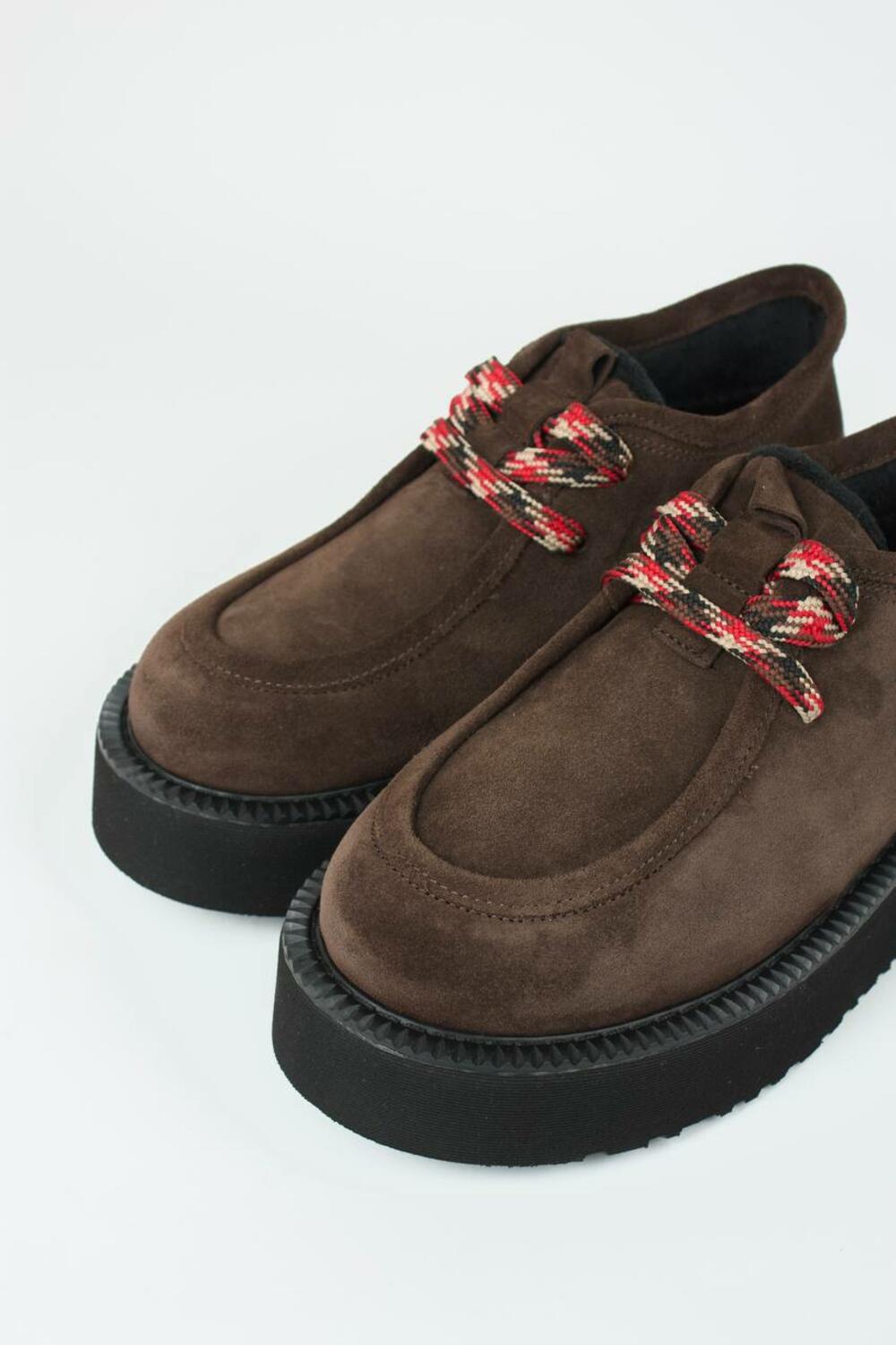 Лофери з кольоровою шнурівкою,байка К-15-Юга Шоколад, 40