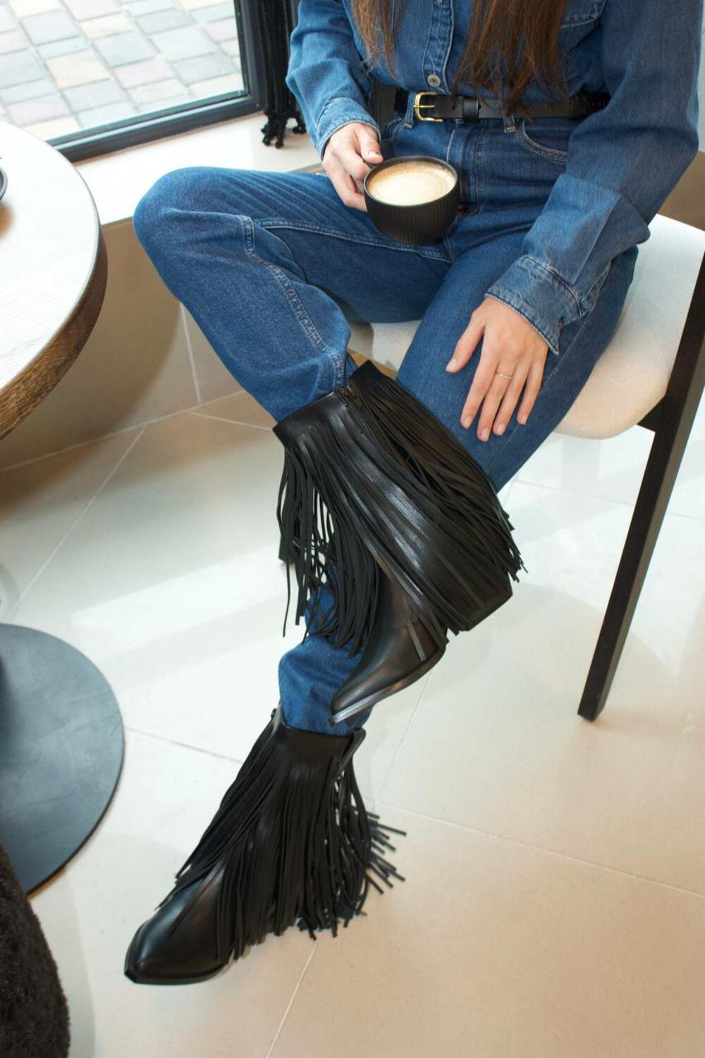 Ковбойки з бахромою, M5813 чорний, 40