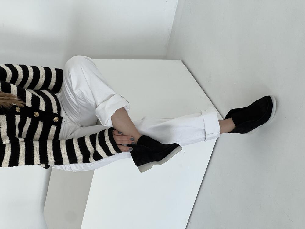 Лофери високі натуральні «Хіларі», БАЙКА, T0224 чорний, 41