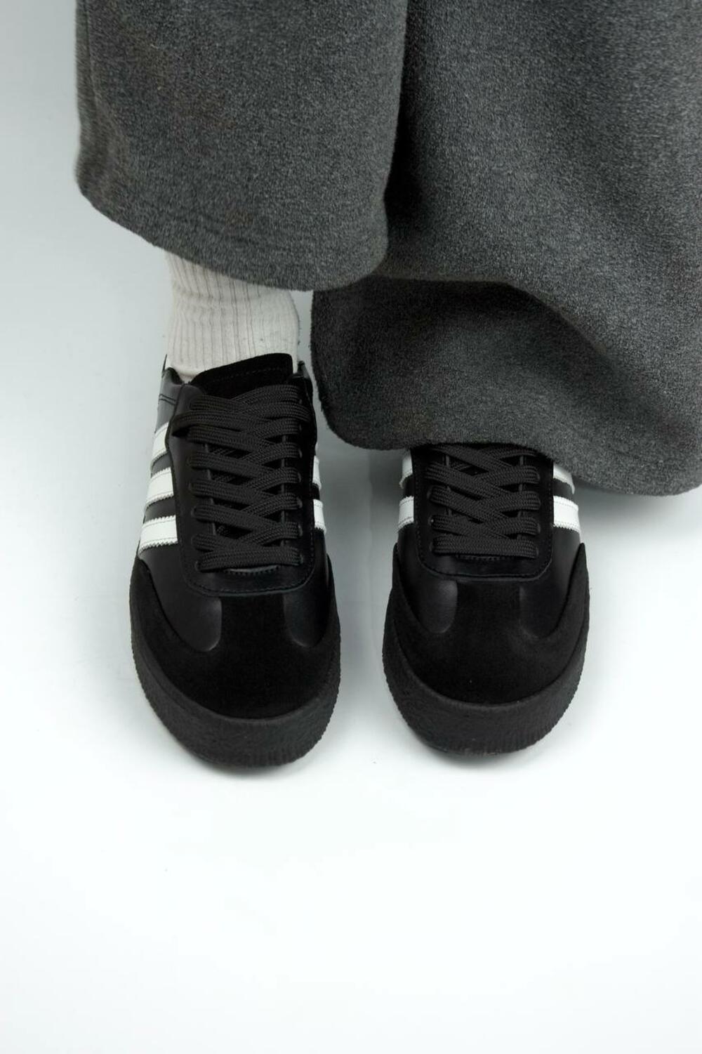 Кеди "три полоси" на підвищеній підошві, Т-5/1-21413, МЕТИС чорний, 40