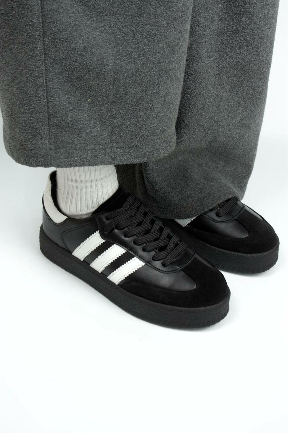 Кеди "три полоси" на підвищеній підошві, Т-5/1-21413, МЕТИС чорний, 40