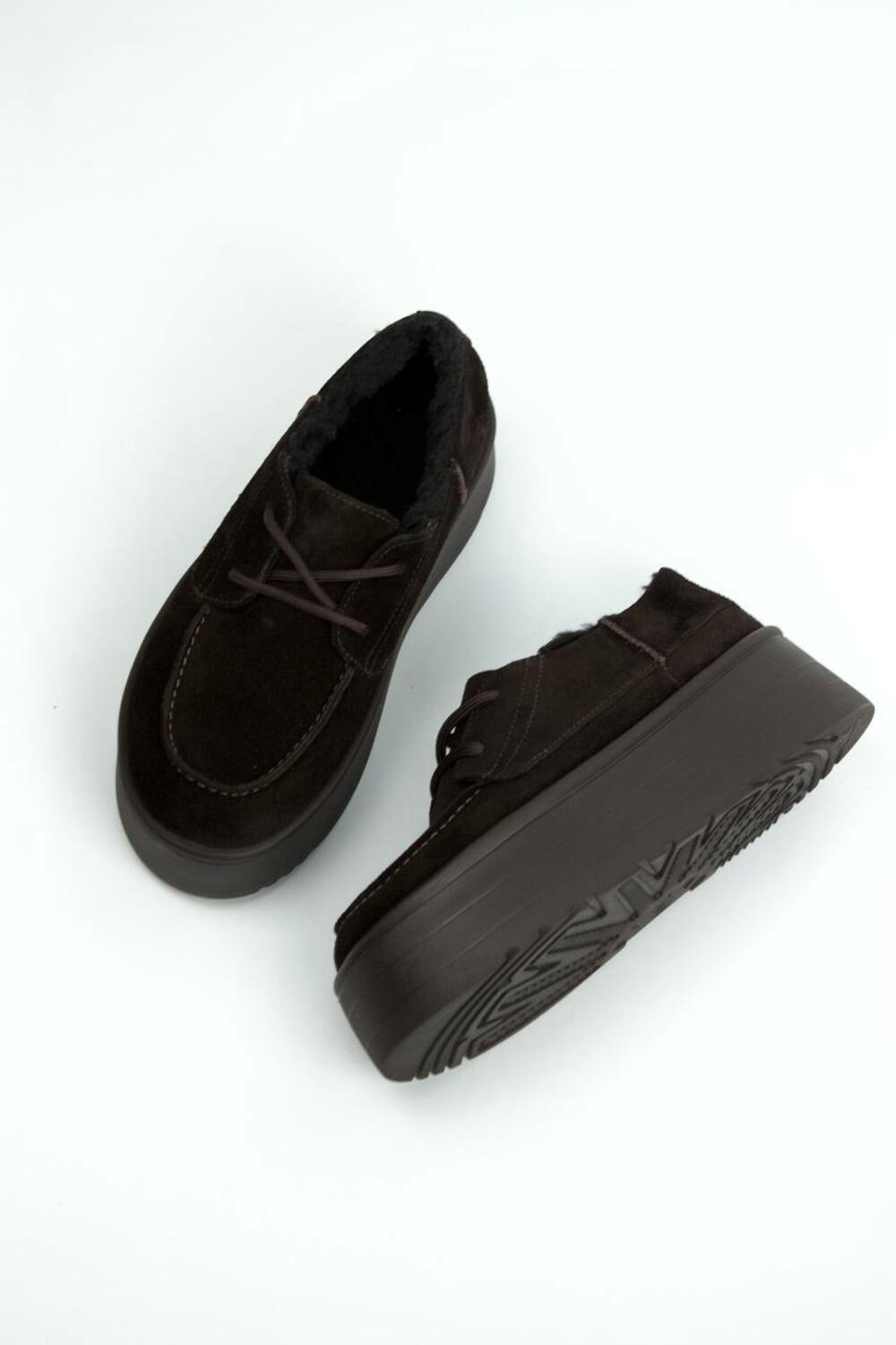 Лофери на платформі, 2343-027, ХУТРО Шоколад, 40